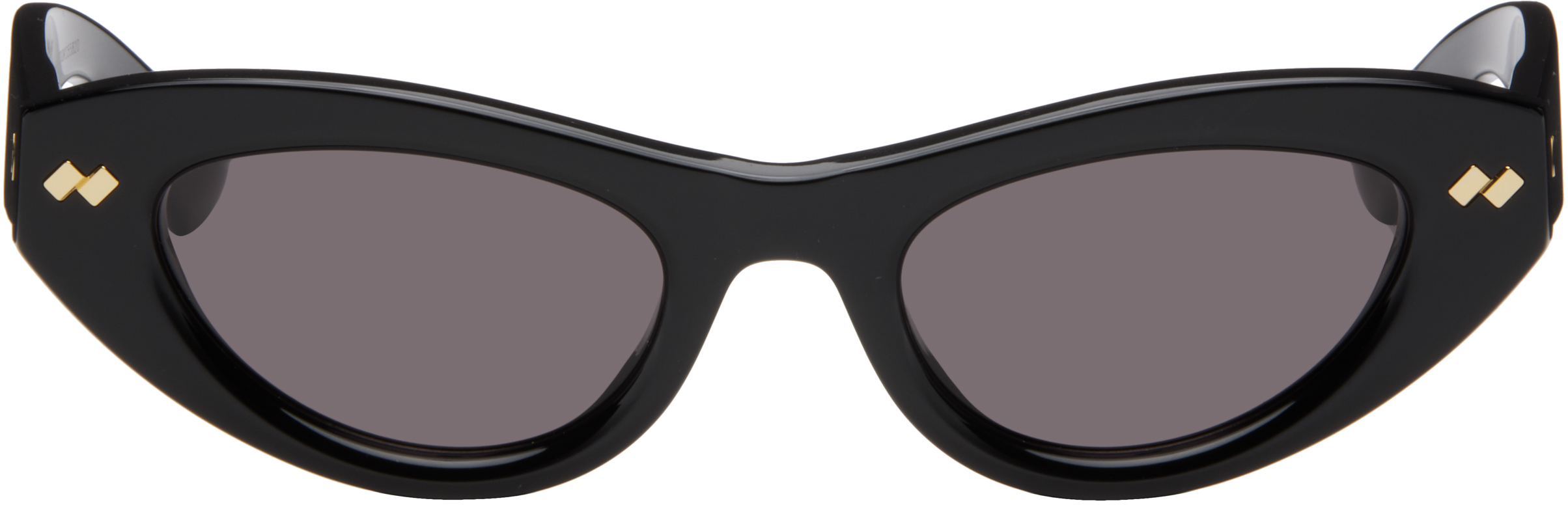 Bottega Veneta: Black Bold Ribbon Stud Cat Eye Sunglasses 
