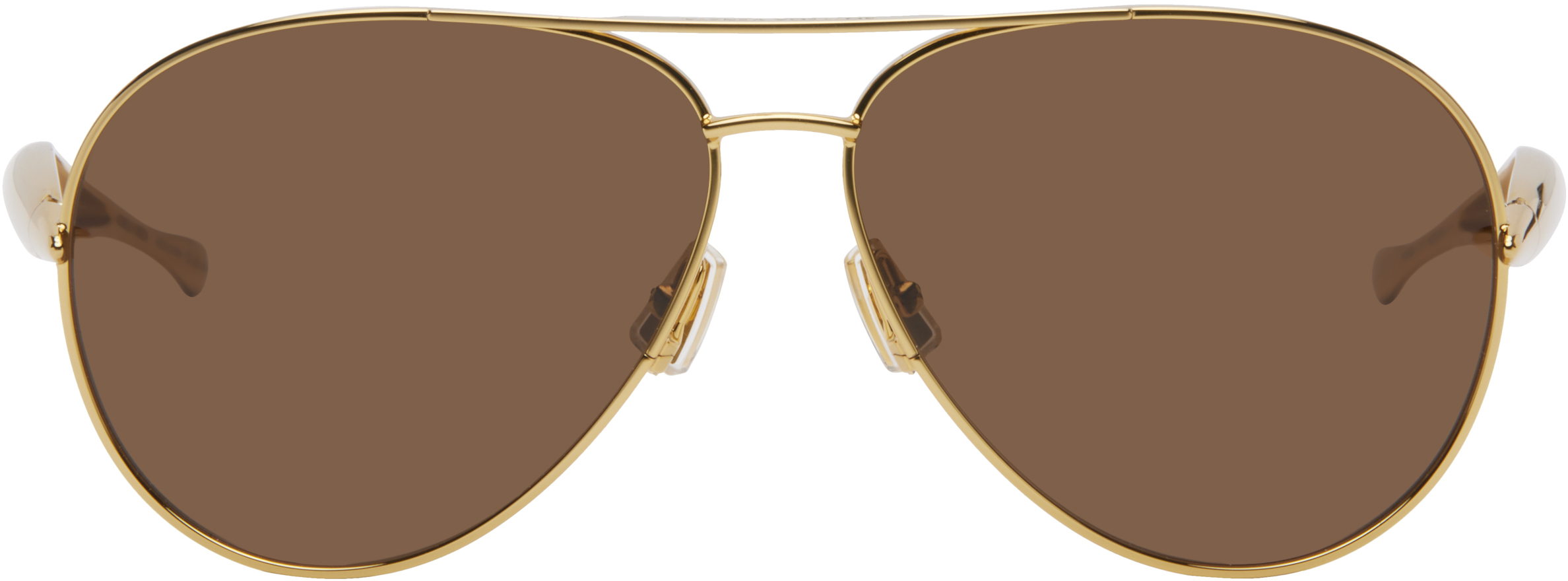NEW BOTTEGA VENETA Navigator Pilot Gold Frame Sunglasses with Brown Lenses Bottega Veneta BV1345S 002 Sunglasses - US main image 4