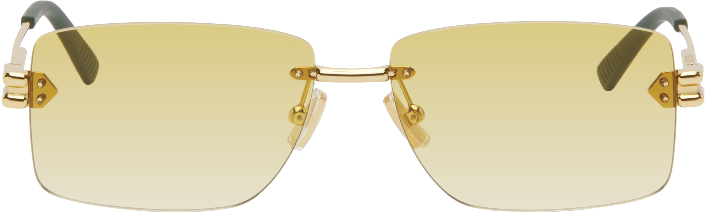 Gold Lock Rectangular Sunglasses