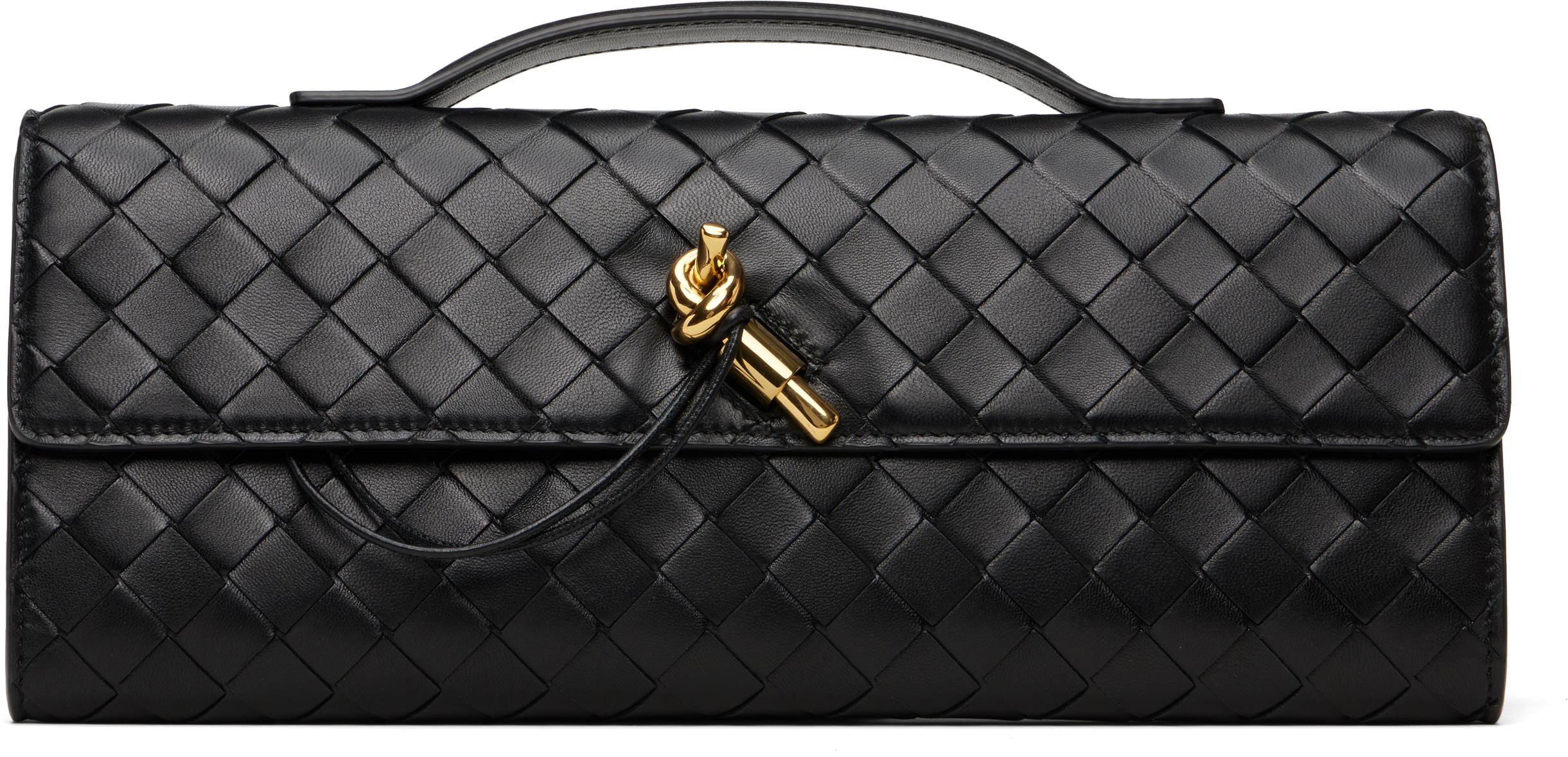 Bottega Veneta: Black Andiamo Clutch | SSENSE Canada