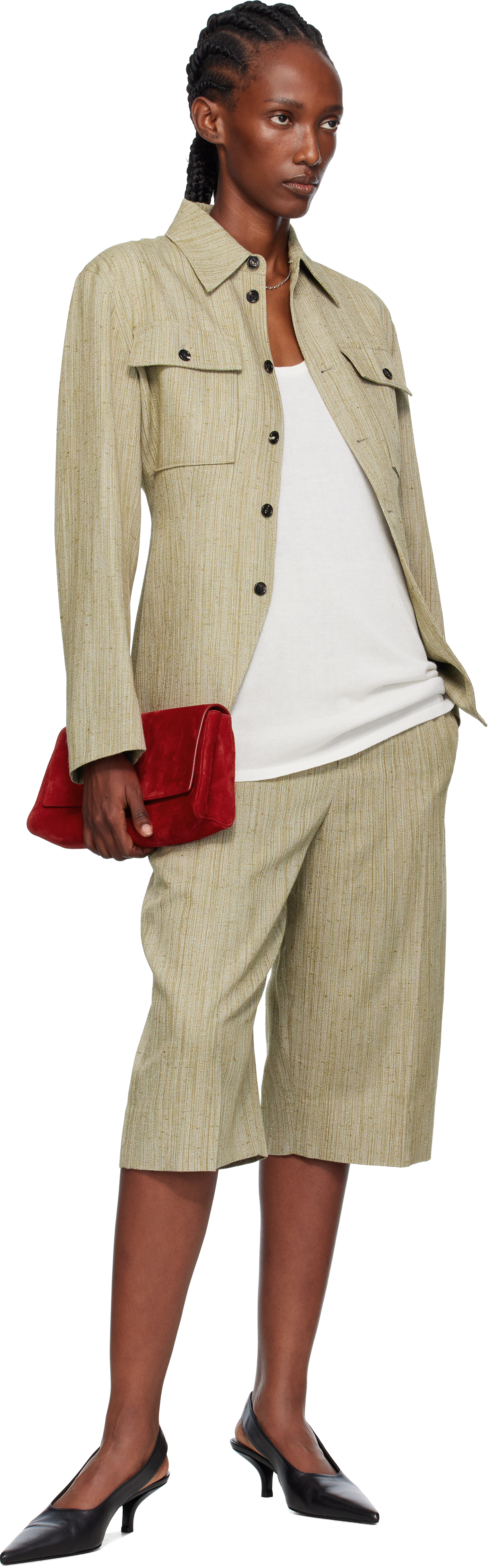 Bottega Veneta Khaki Viscose Silk Shirt Jacket In Nude