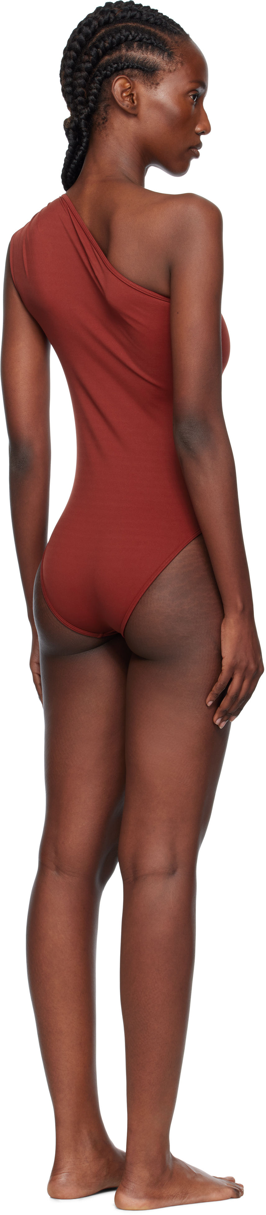 Bottega Veneta Gold-tone Hardware One-shoulder Swimsuit In Red