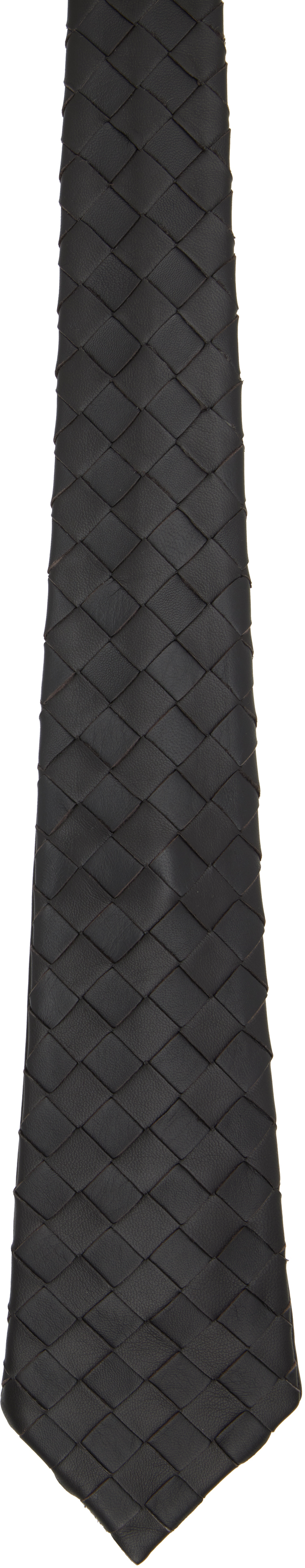 Bottega Veneta: ブラウン Intrecciato Leather ネクタイ | SSENSE 日本
