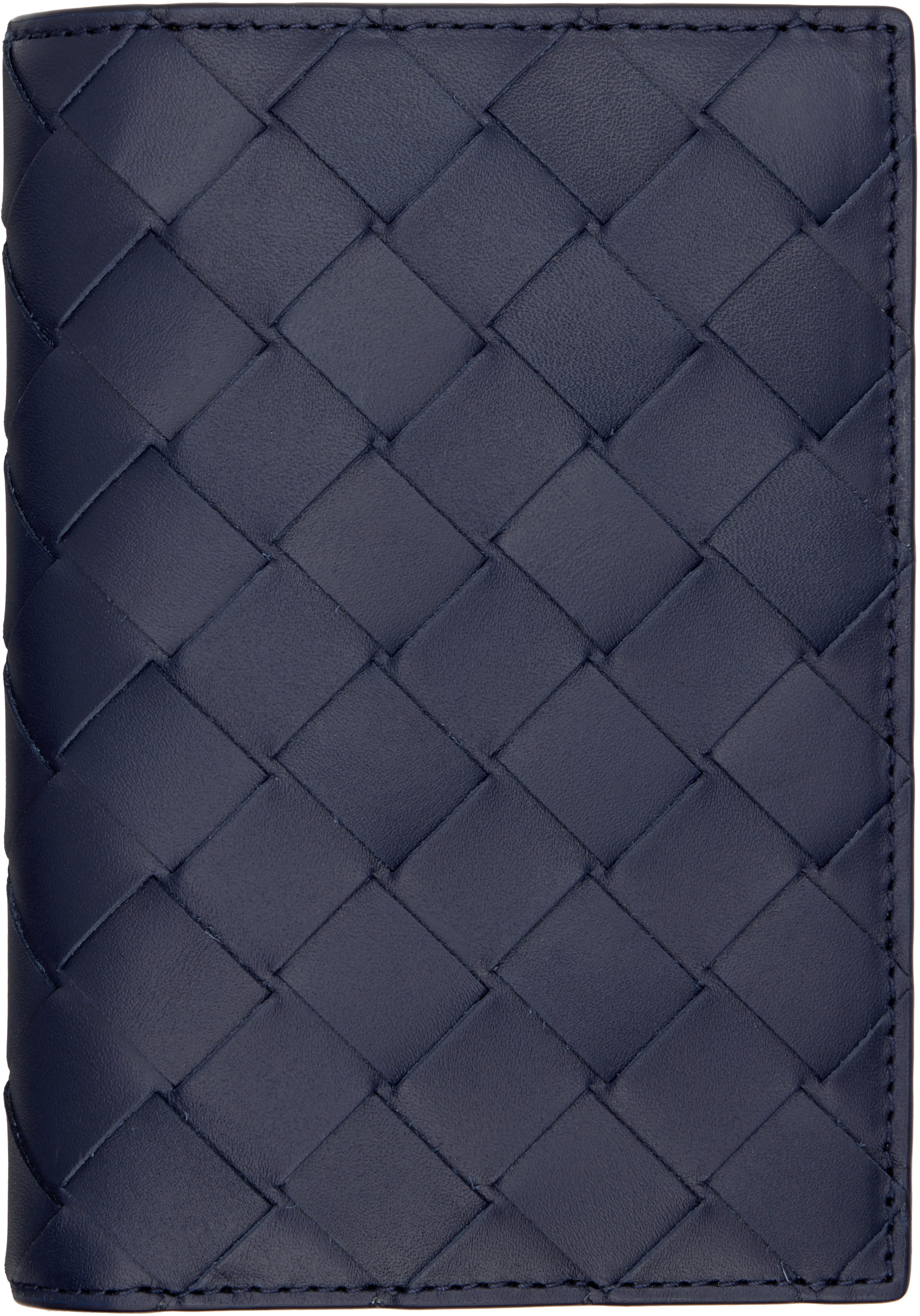 Bottega Veneta Navy Intrecciato Passport Holder