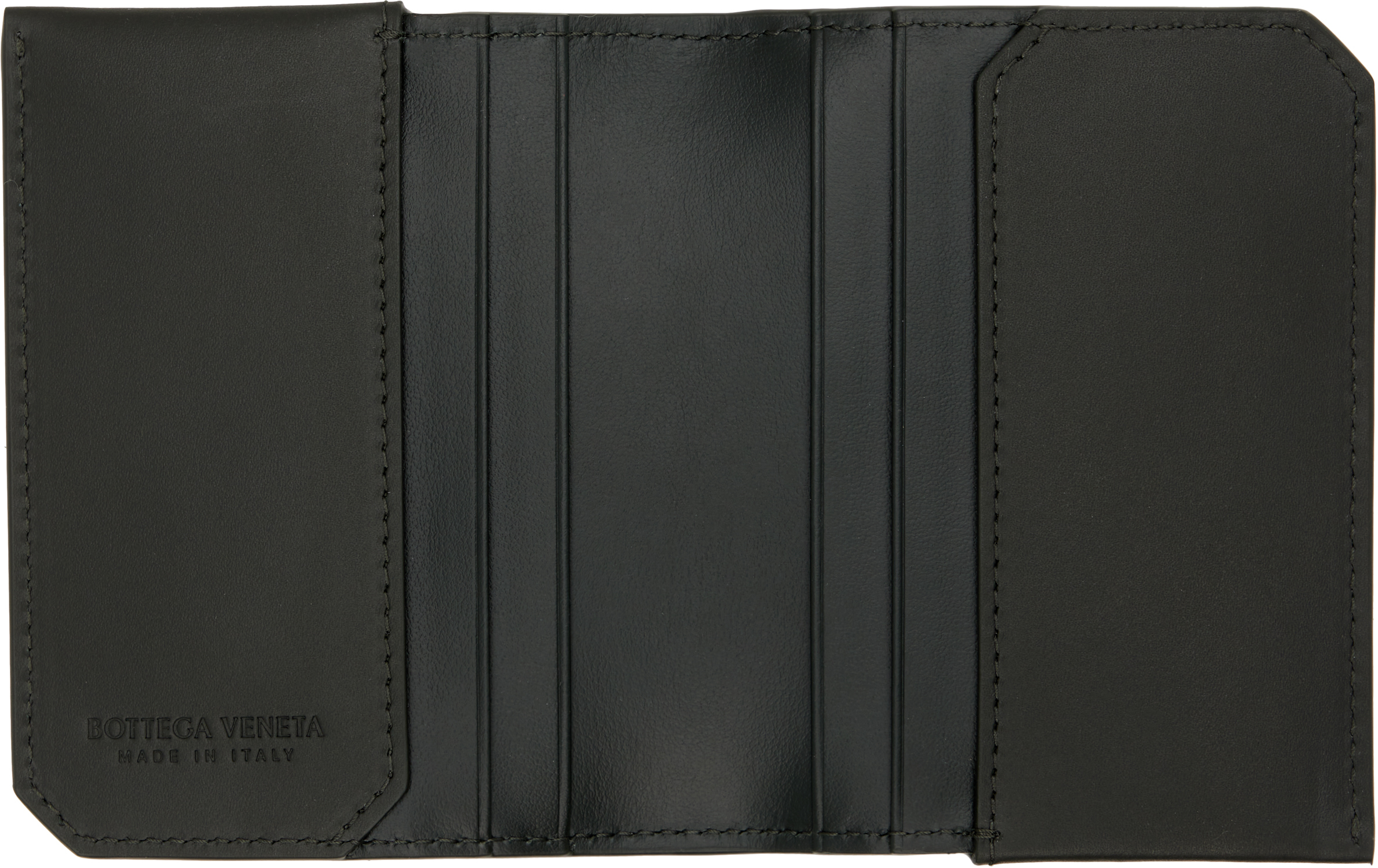 Bottega Veneta Green Intrecciato Piccolo Flap Card Holder