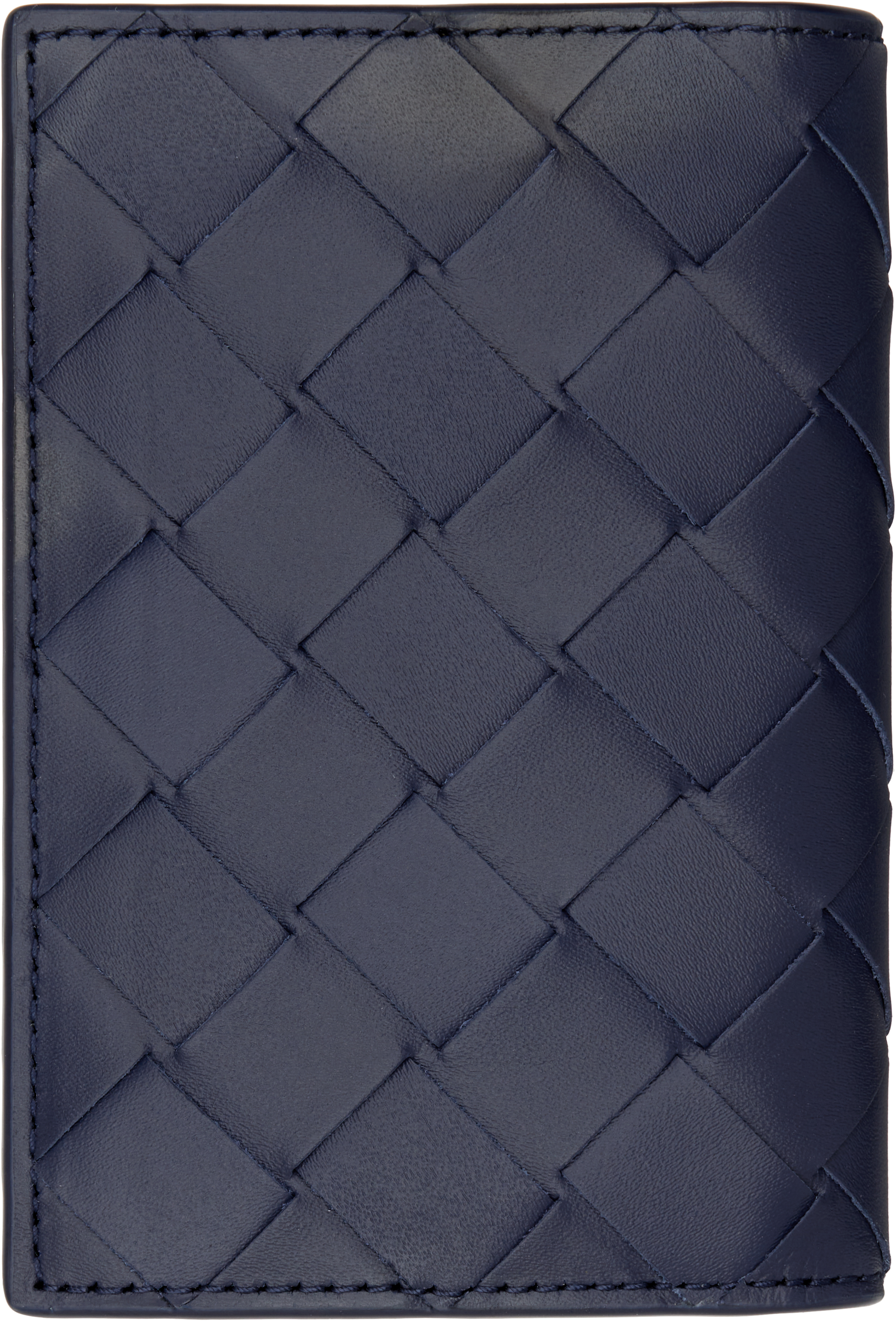 Bottega Veneta Navy Intrecciato Flap Card Holder