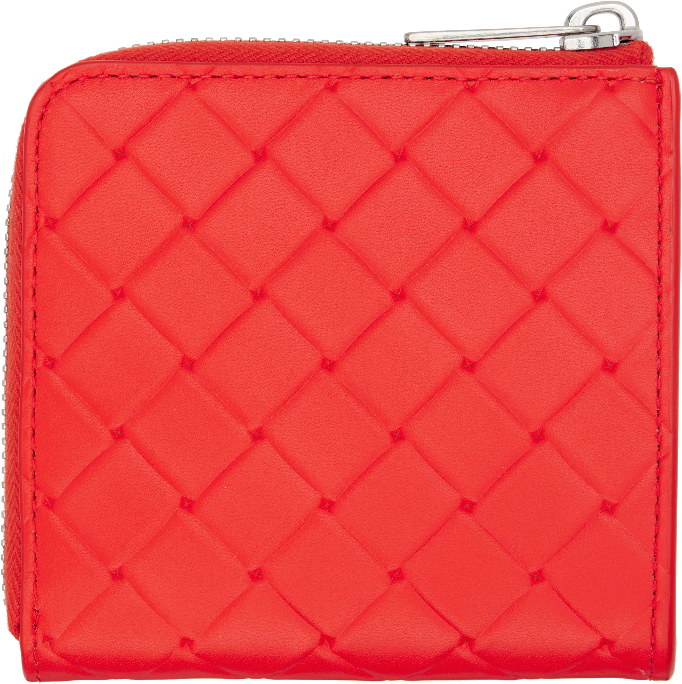 Bottega Veneta Orange Intrecciato Stamp Square Zip Around Wallet
