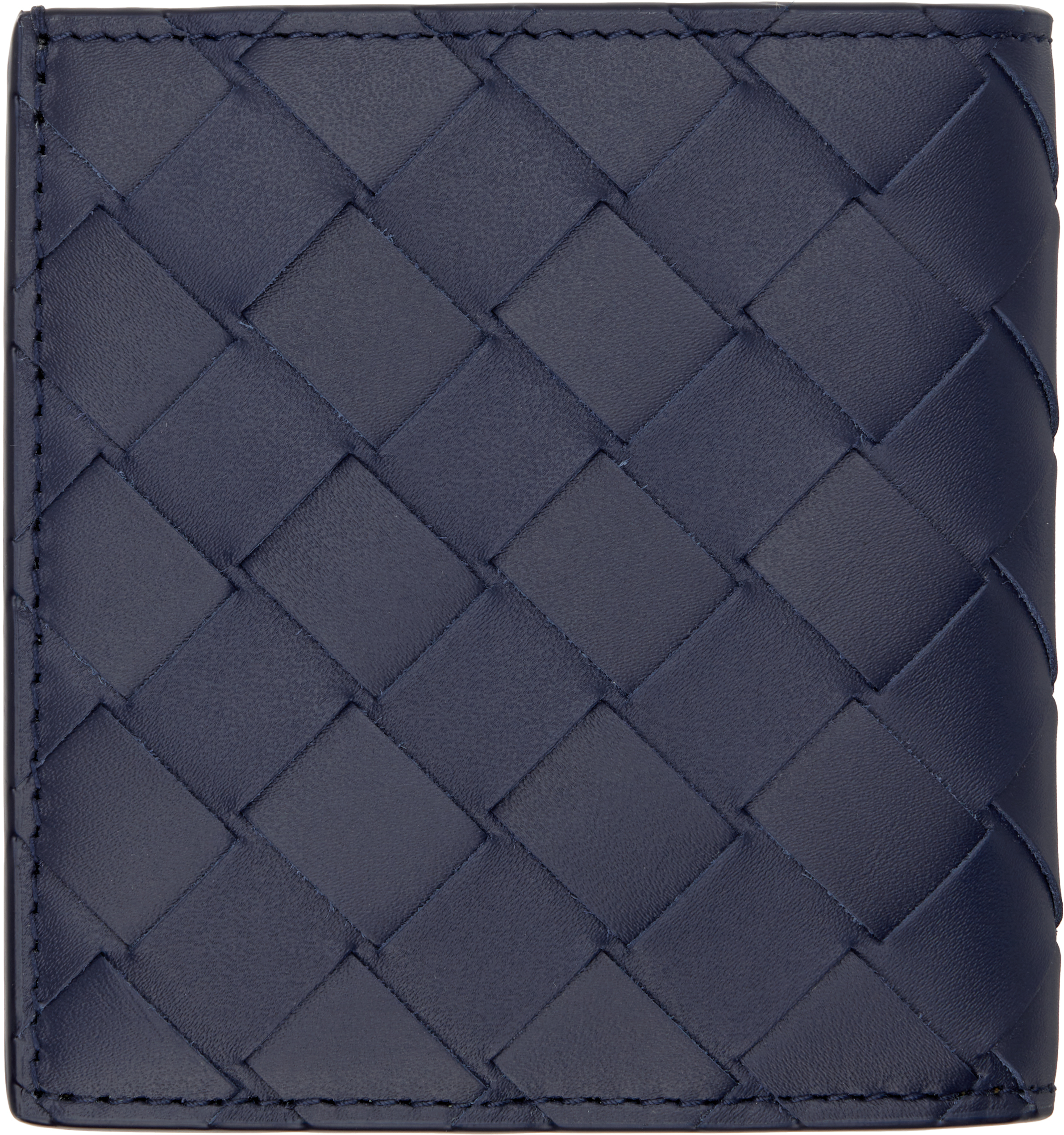 Bottega Veneta Navy Intrecciato Slim Bi-fold Wallet
