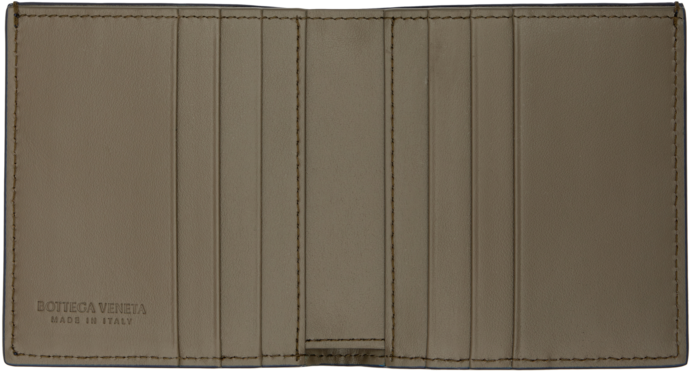Bottega Veneta Navy Intrecciato Slim Bi-fold Wallet