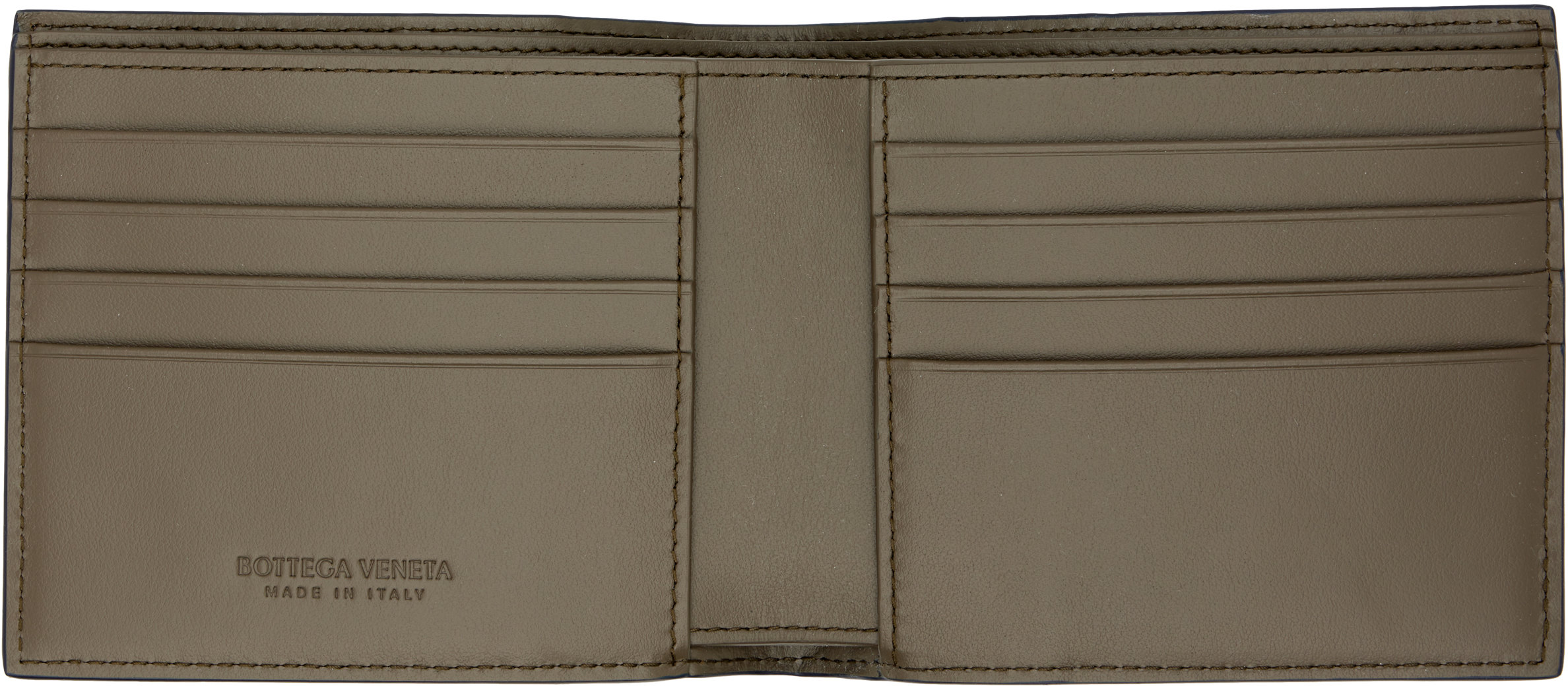 Bottega Veneta Navy Intrecciato Bi-fold Wallet