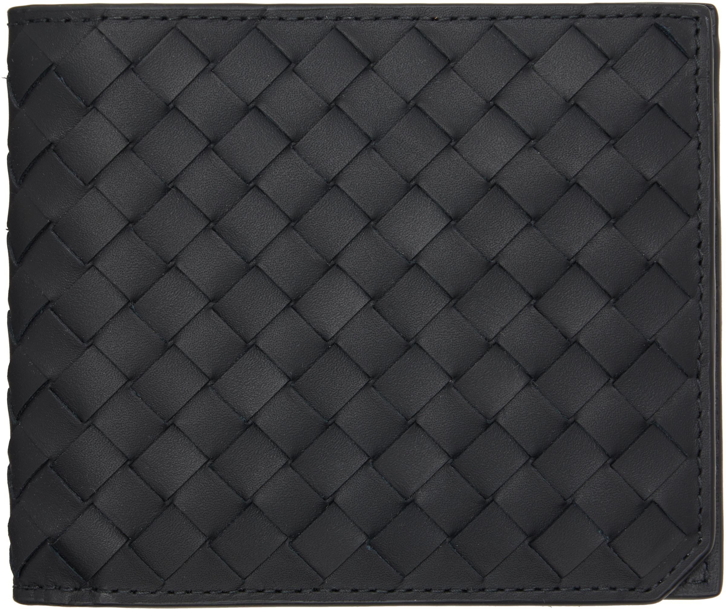 Bottega Veneta Black Intrecciato Piccolo Bi-Fold Wallet
