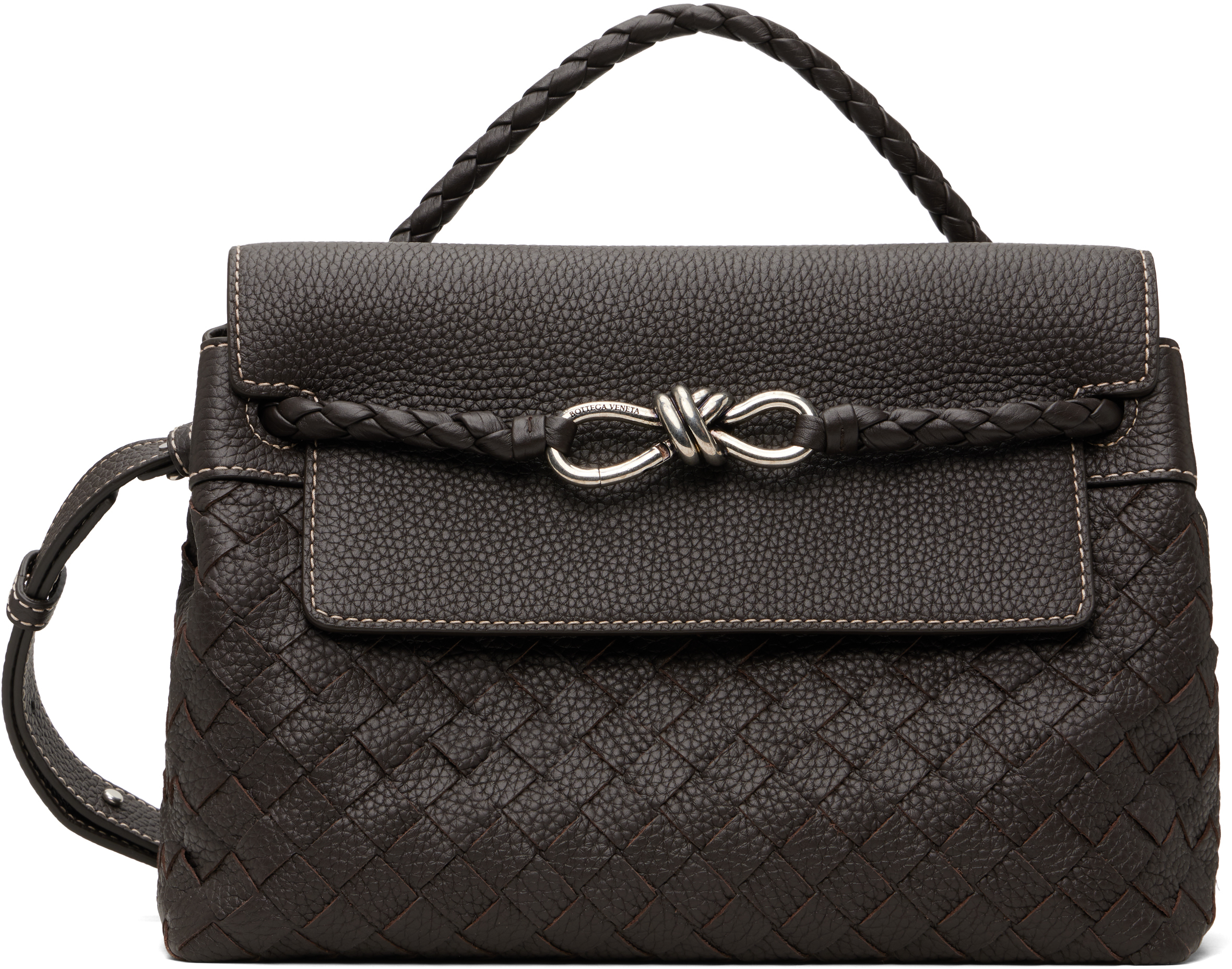 Bottega Veneta: ブラウン スモール Andiamo メッセンジャーバッグ