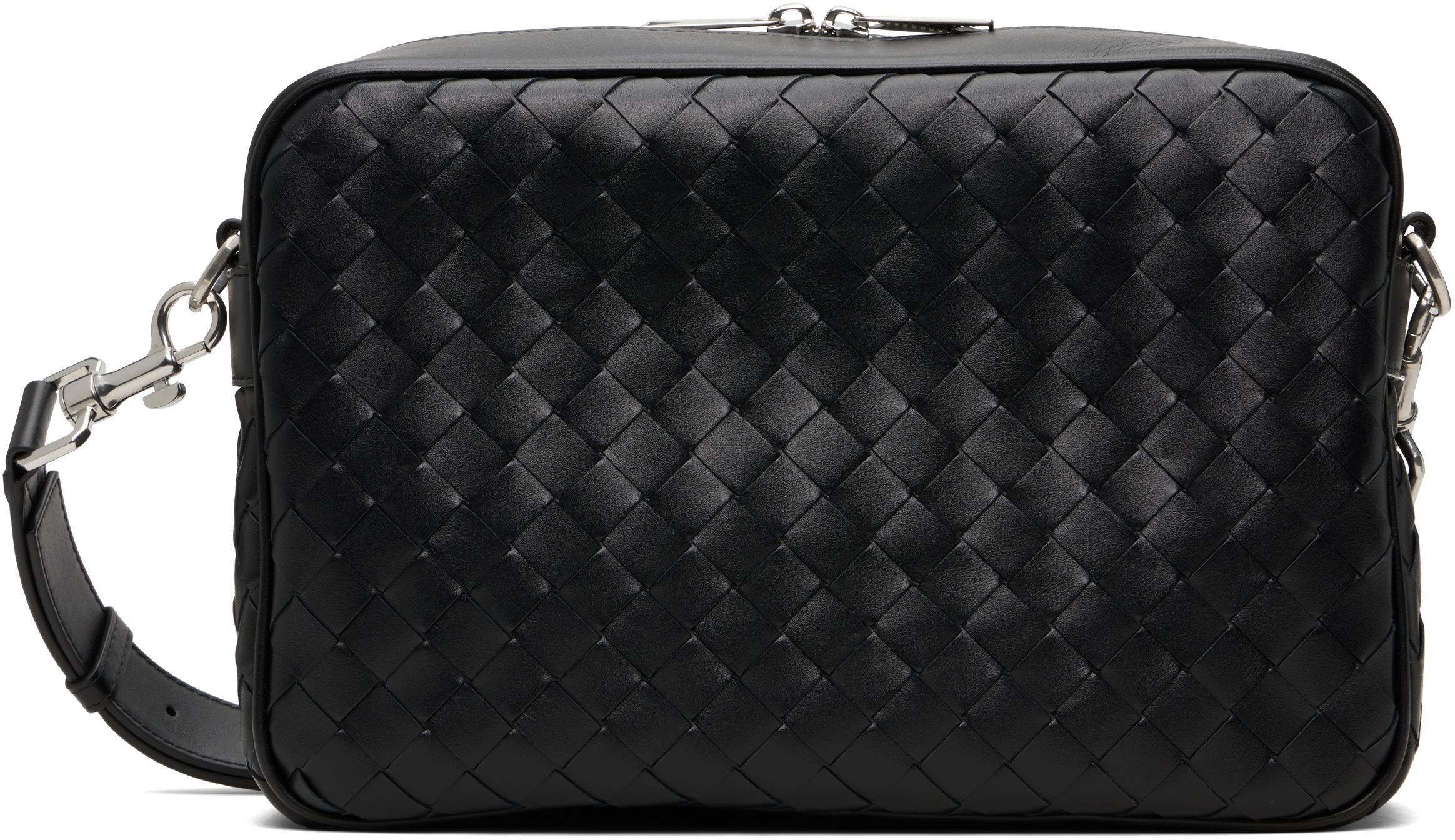 Bottega Veneta: ブラック Intrecciato カメラバッグ | SSENSE 日本