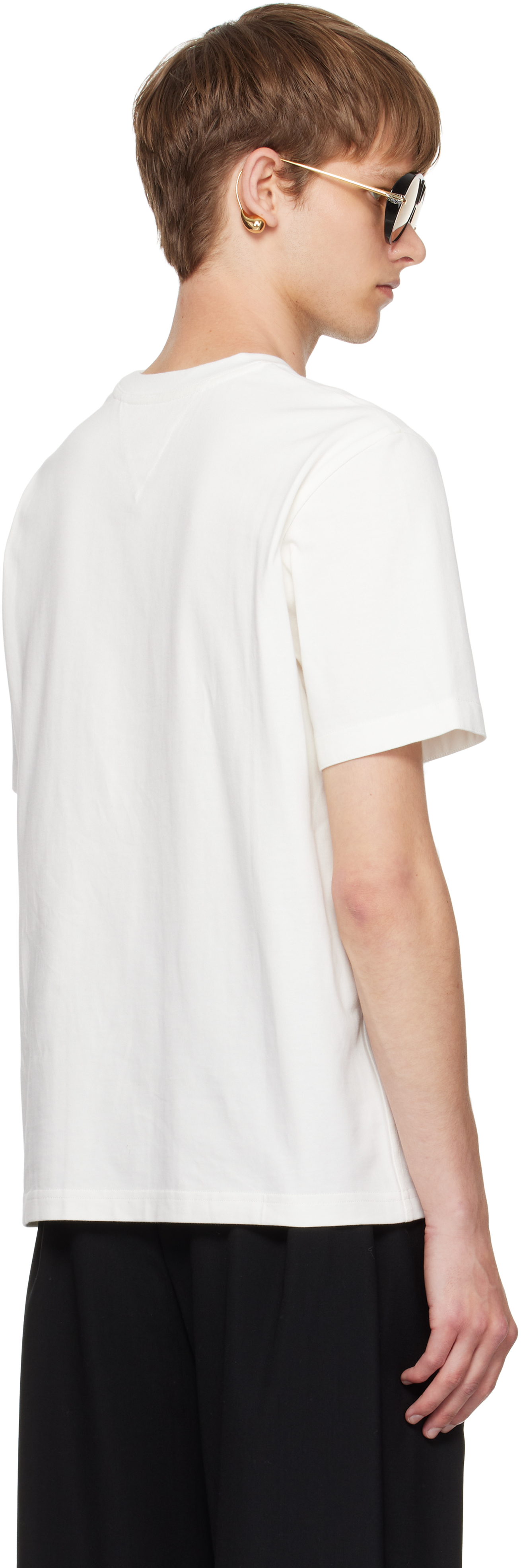 Bottega Veneta White T-shirt With Applied Patch On The Front In Cotton Man In White