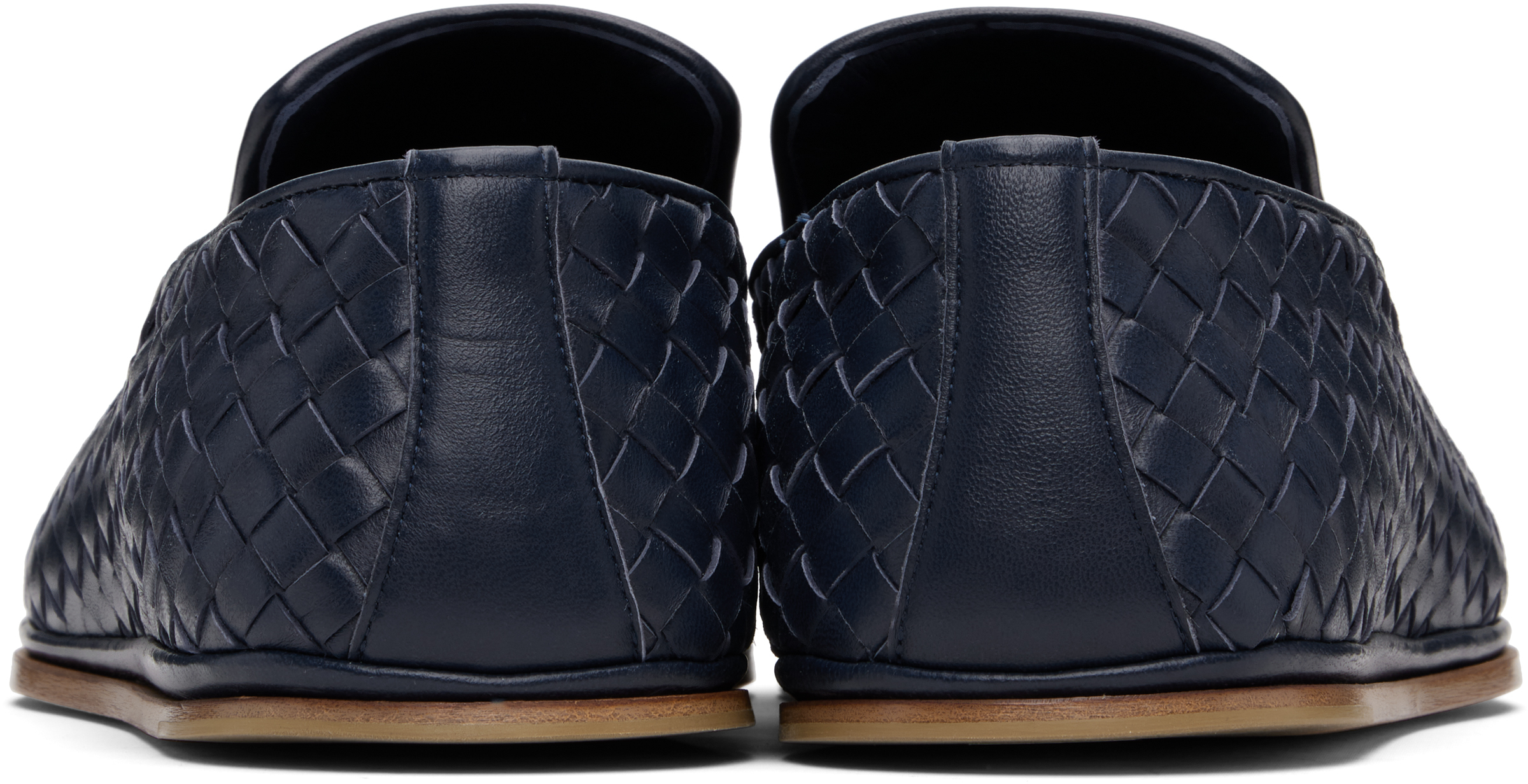 Bottega Veneta Leather Intrecciato Sunday Slippers In Blue