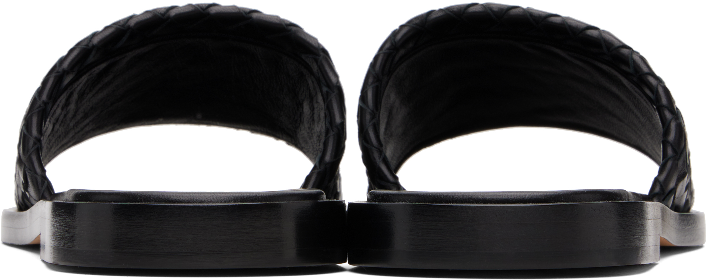 Bottega Veneta Nappa Leather Slippers Strap Woven In Black