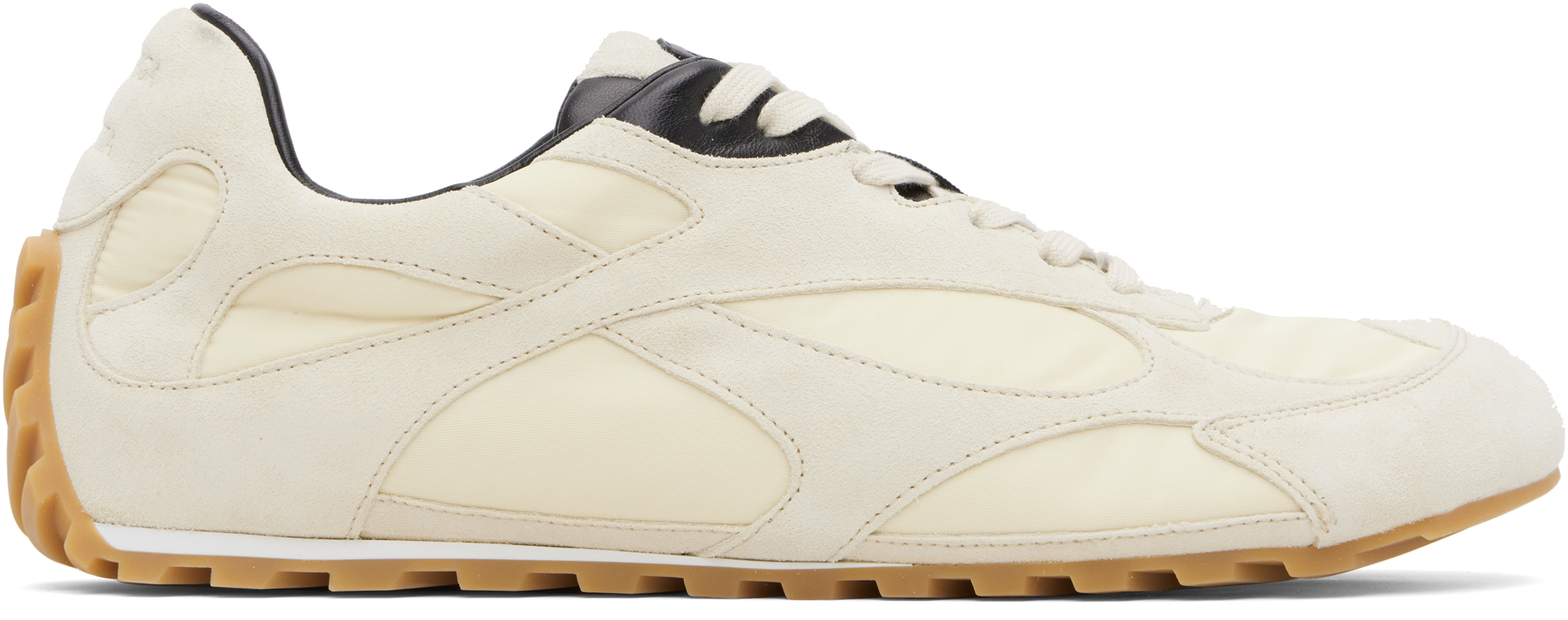 Bottega Veneta Sea Salt Suede And Nylon Orbit Flash Sneakers In Neutral