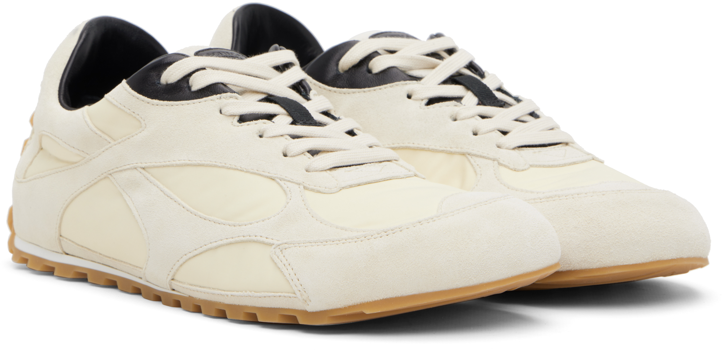 Bottega Veneta Sea Salt Suede And Nylon Orbit Flash Sneakers In Neutral