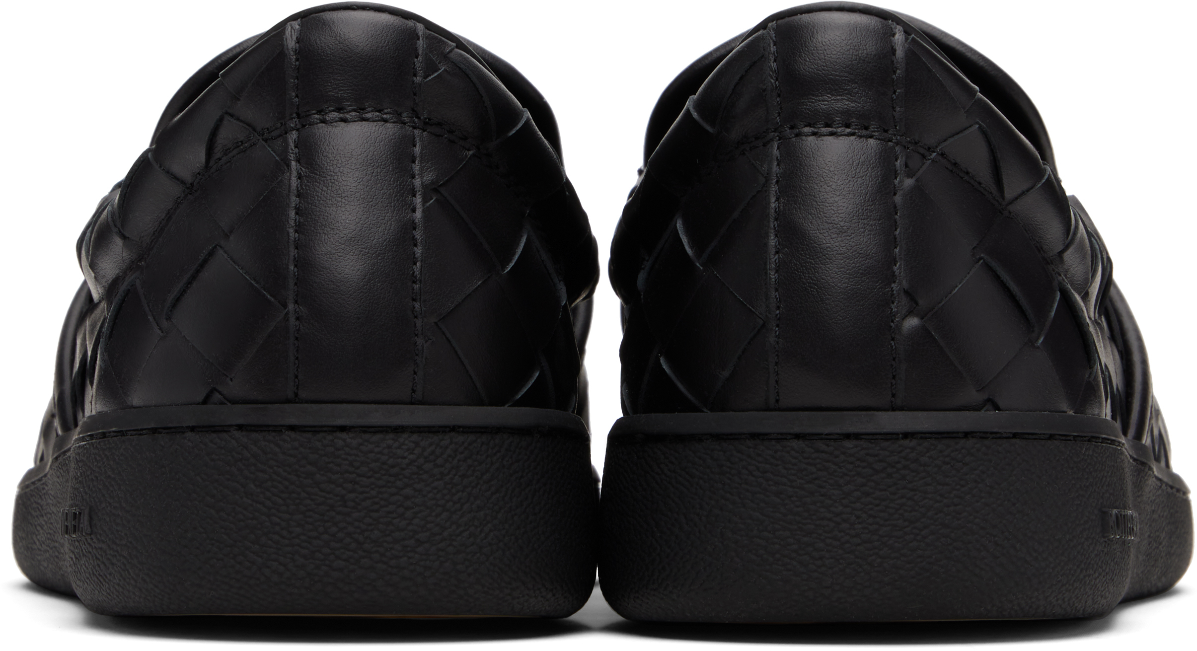 Bottega Veneta Leather Slip-on Sneakers With Intrecciato Motif In Black