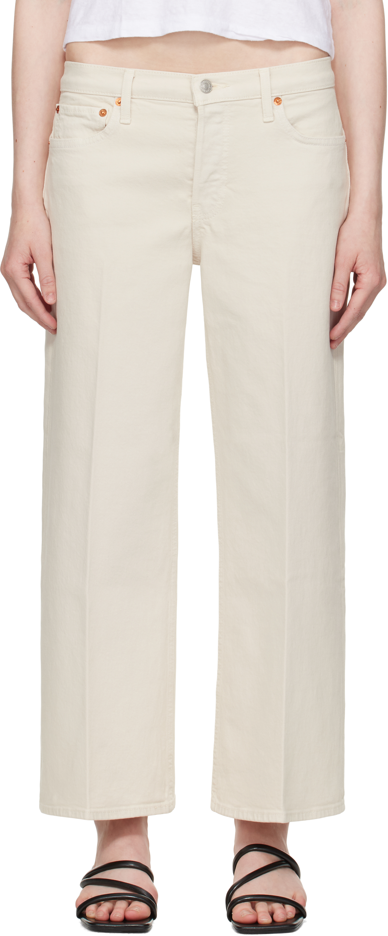 Off-White Comfort Stretch Wide Leg Crop Jeans