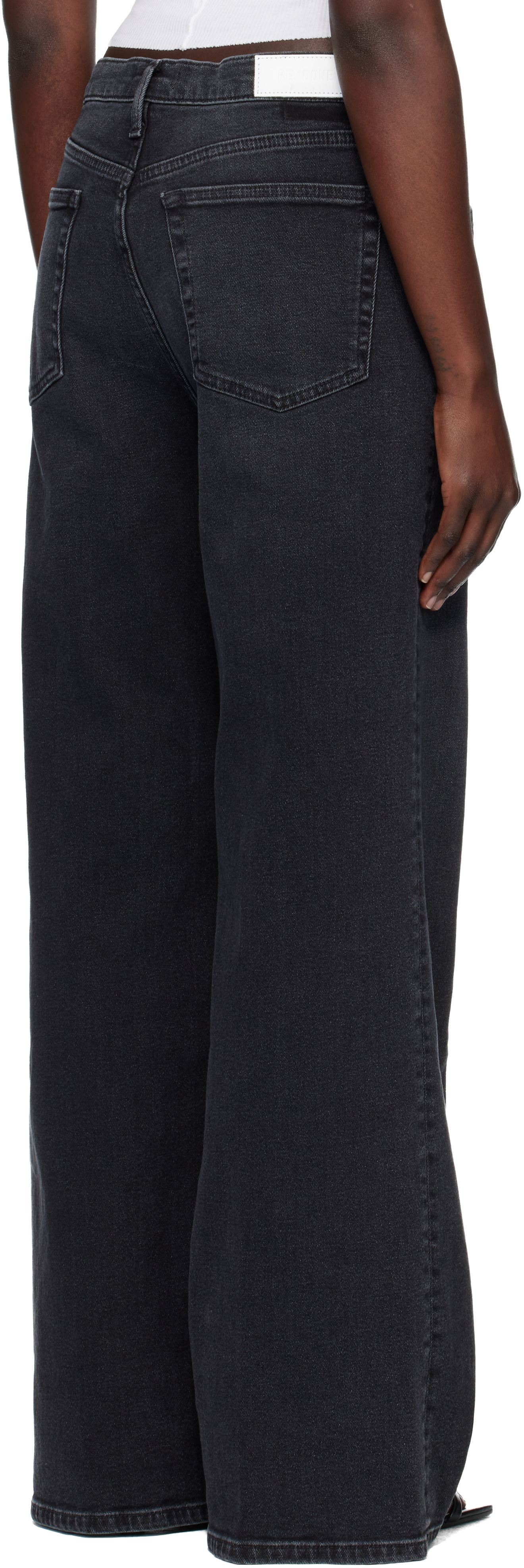 Re/done Black Comfort Stretch High Rise Wide Leg Jeans In Black