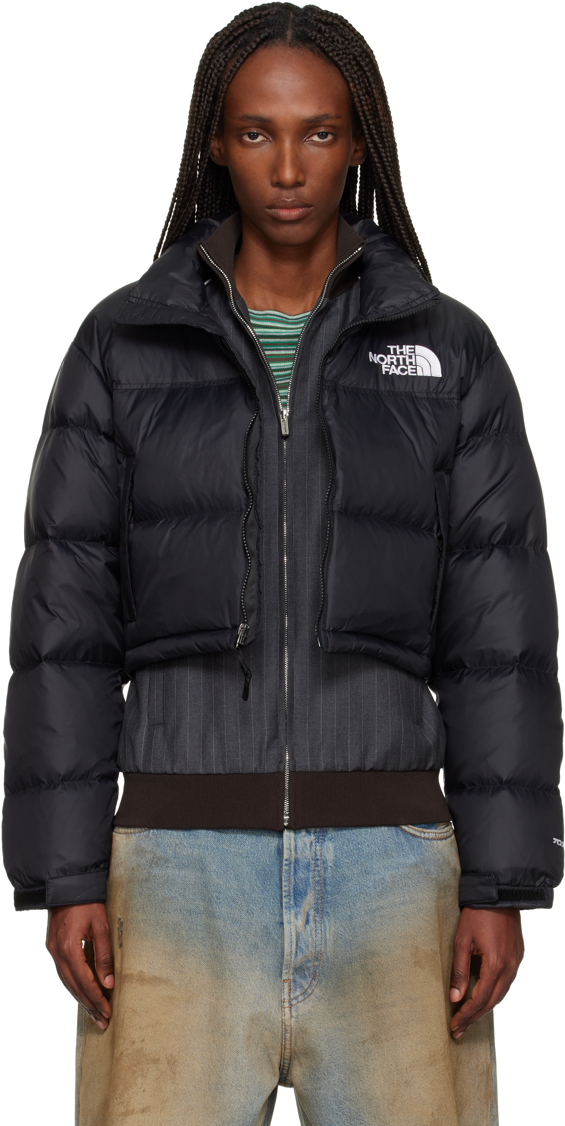 Black Nuptse Short Down Jacket by The North Face on Sale