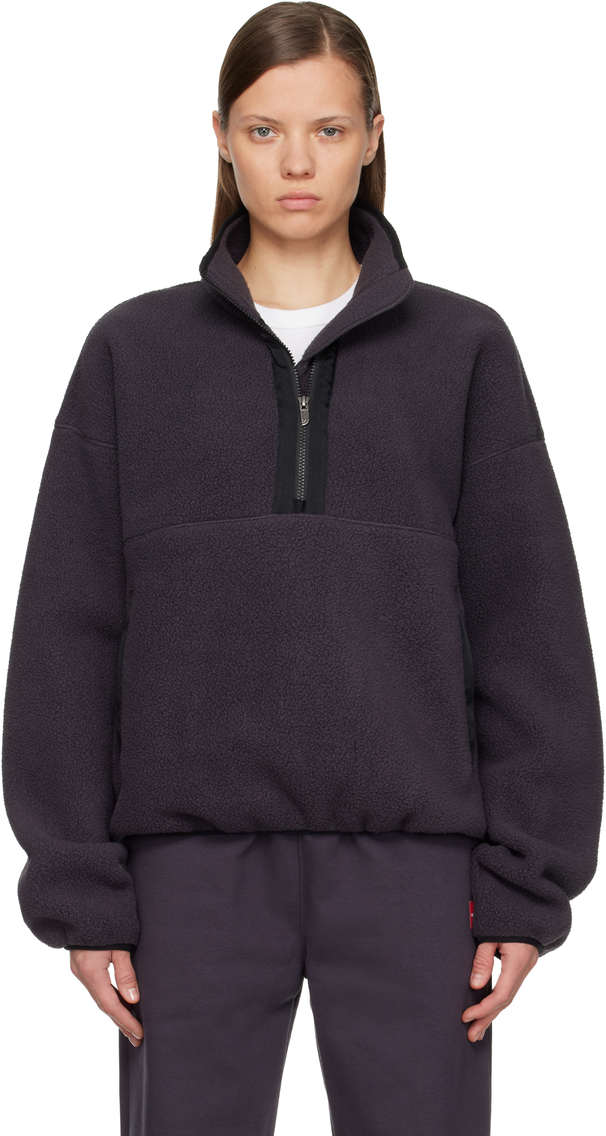 The North Face Gray Tnf Red Box 1/2 Zip Fleece Jacket