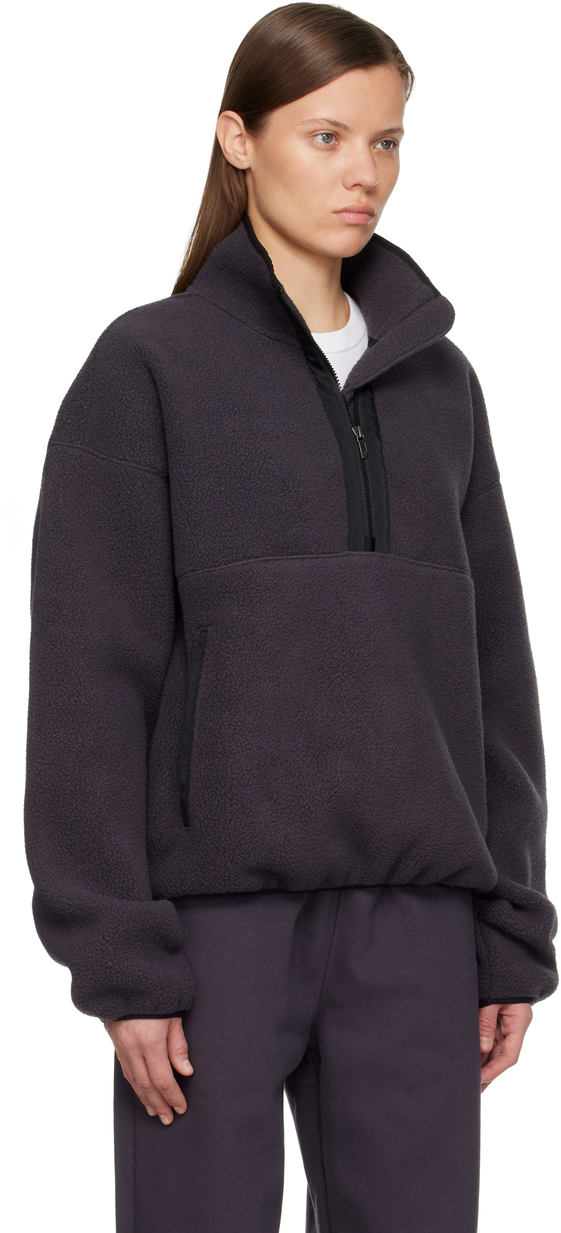 The North Face Gray Tnf Red Box 1/2 Zip Fleece Jacket