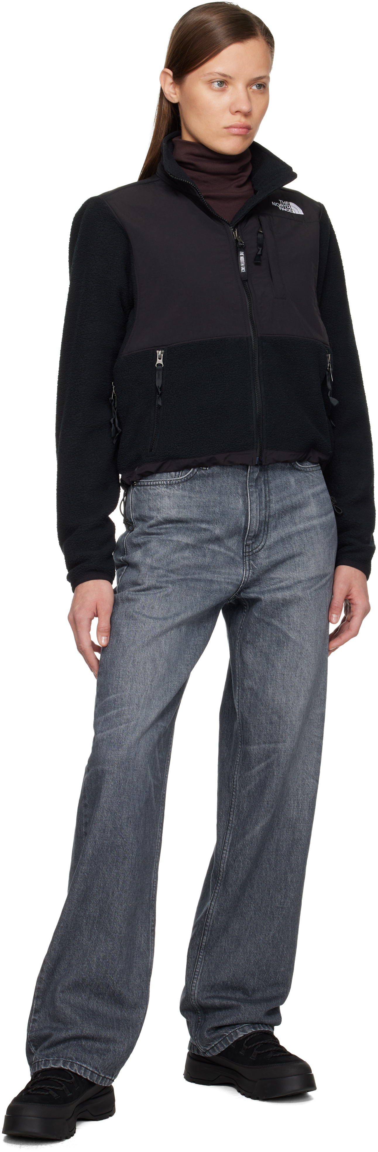 The North Face Womens Black Retro Denali Fleece Jacket In Multi