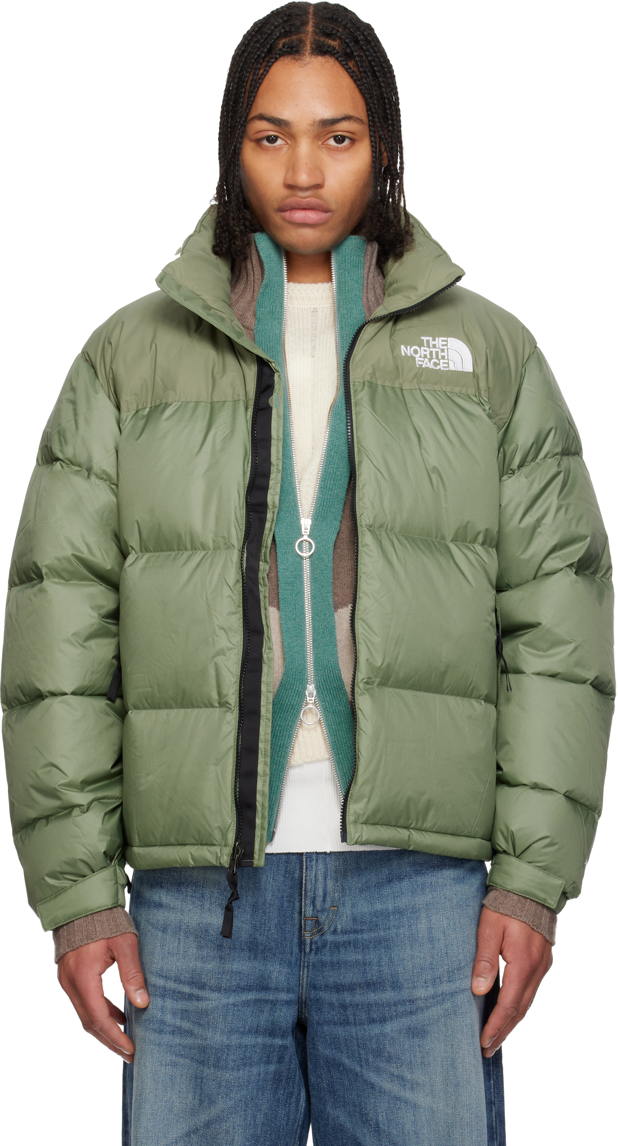 Green 1996 Retro Nuptse Down Jacket by The North Face on Sale