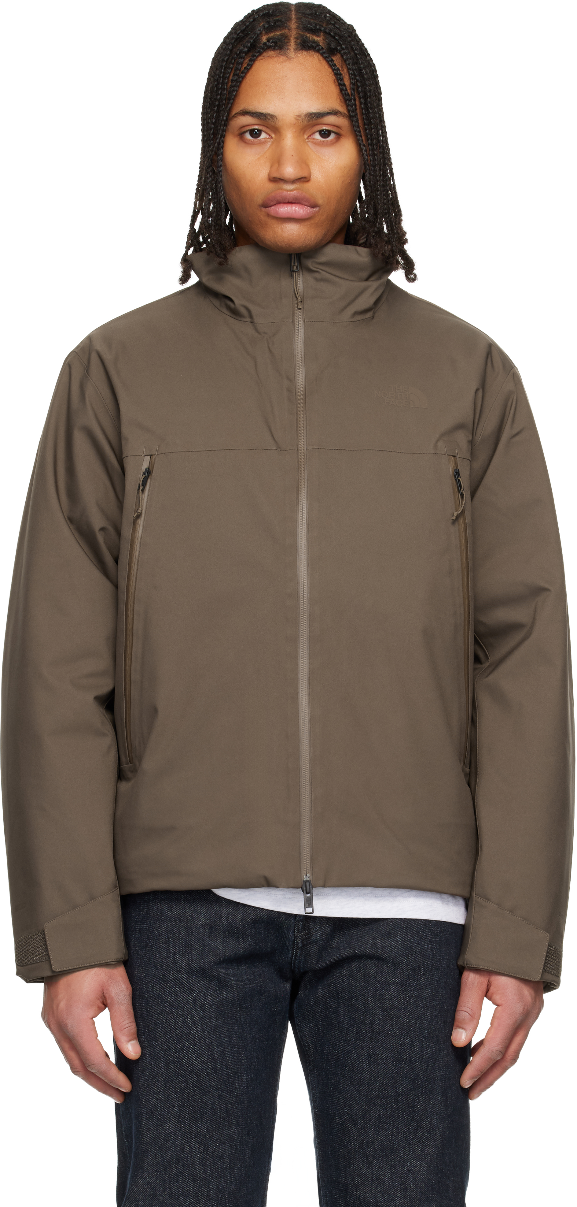 Brown TNF Range Hooded Down Jacket by The North Face on Sale