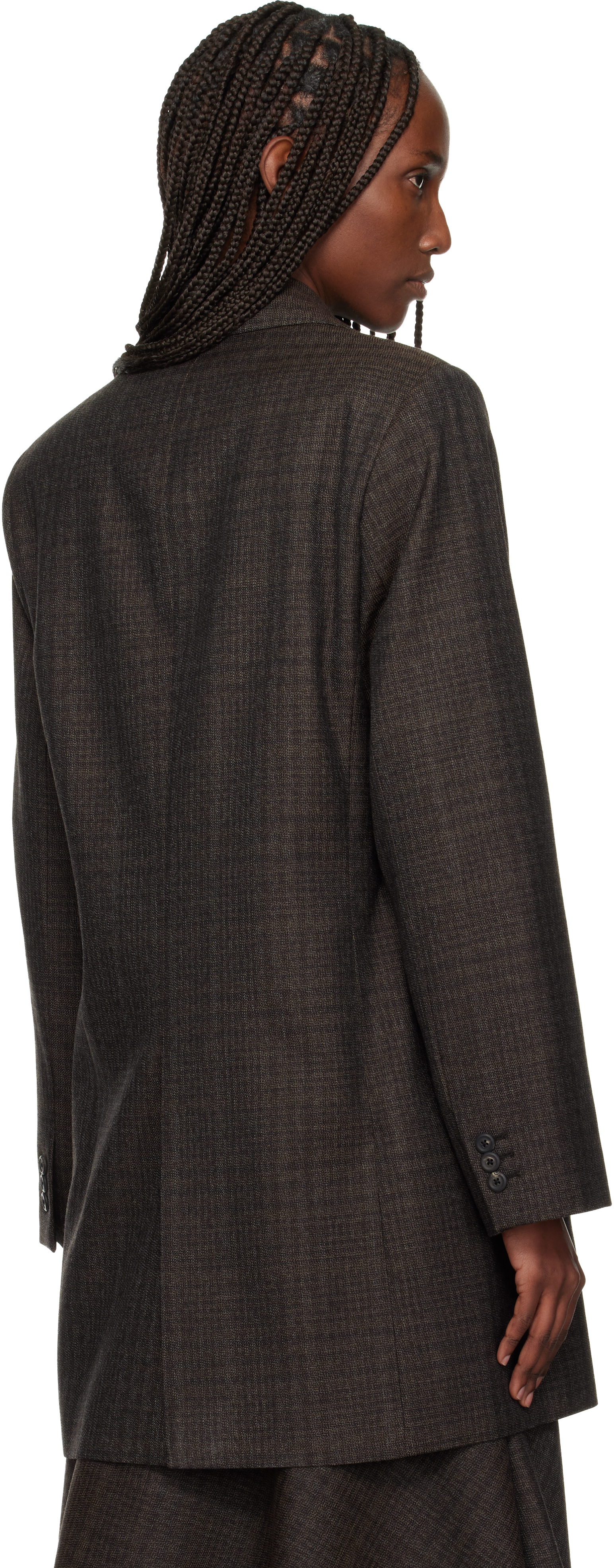 Our Legacy Queens Plaid-jacquard Wool Blazer In Brown