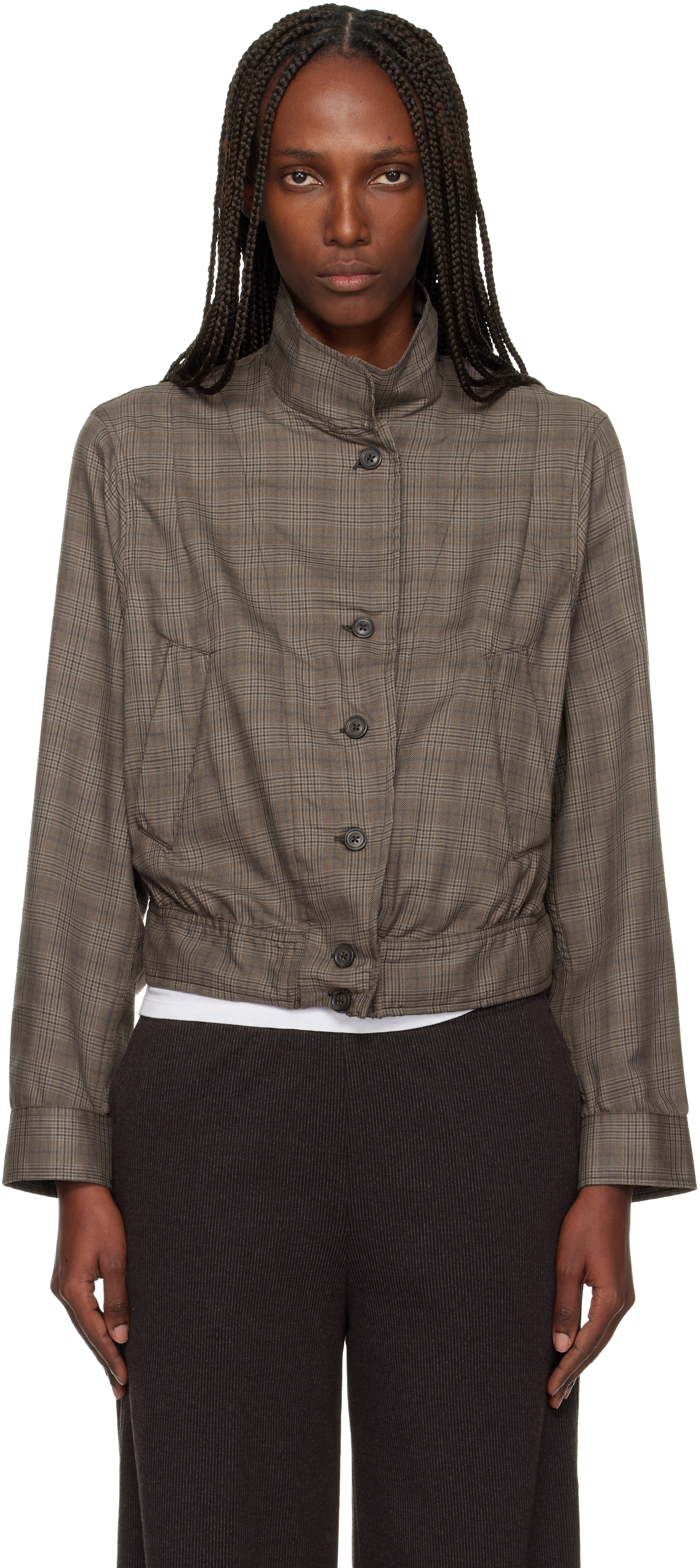 Our Legacy Checked Button-up Bomber Jacket In Multi