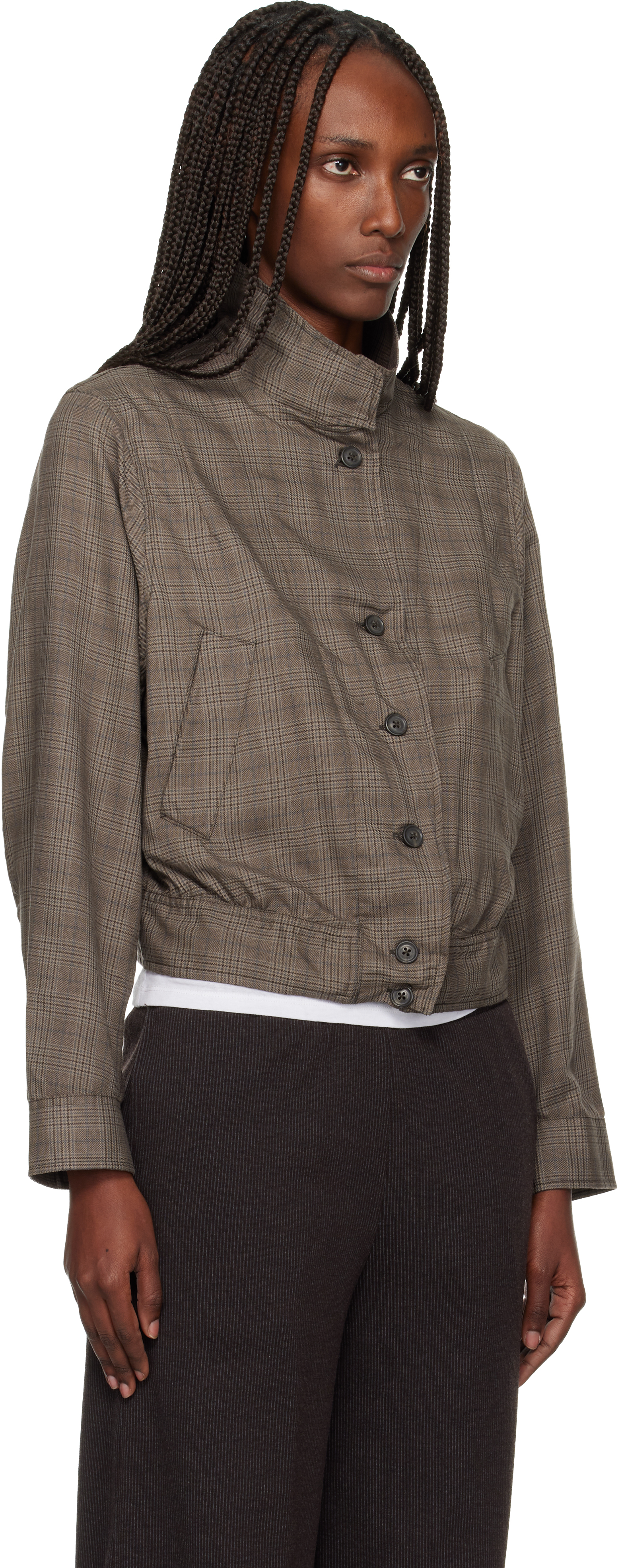 Our Legacy Checked Button-up Bomber Jacket In Multi