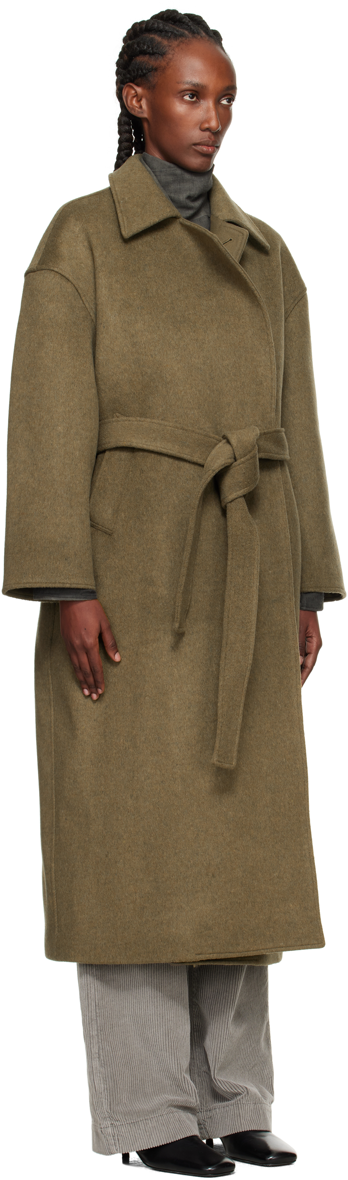 Our Legacy Court Belted Wool-blend Trench Coat In Green