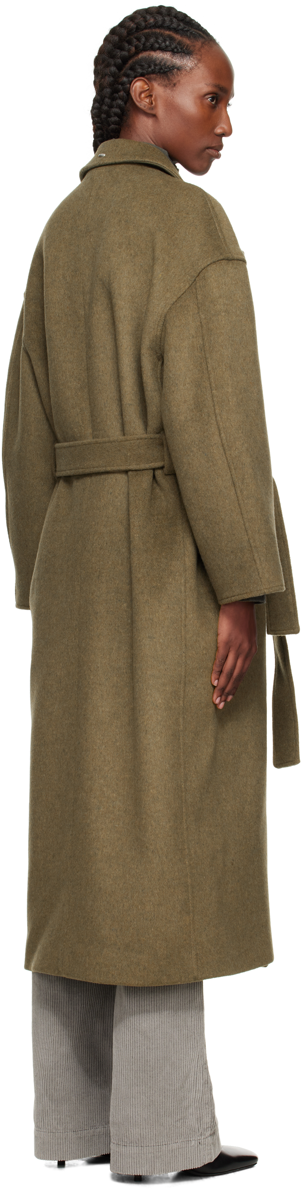 Our Legacy Court Belted Wool-blend Trench Coat In Green