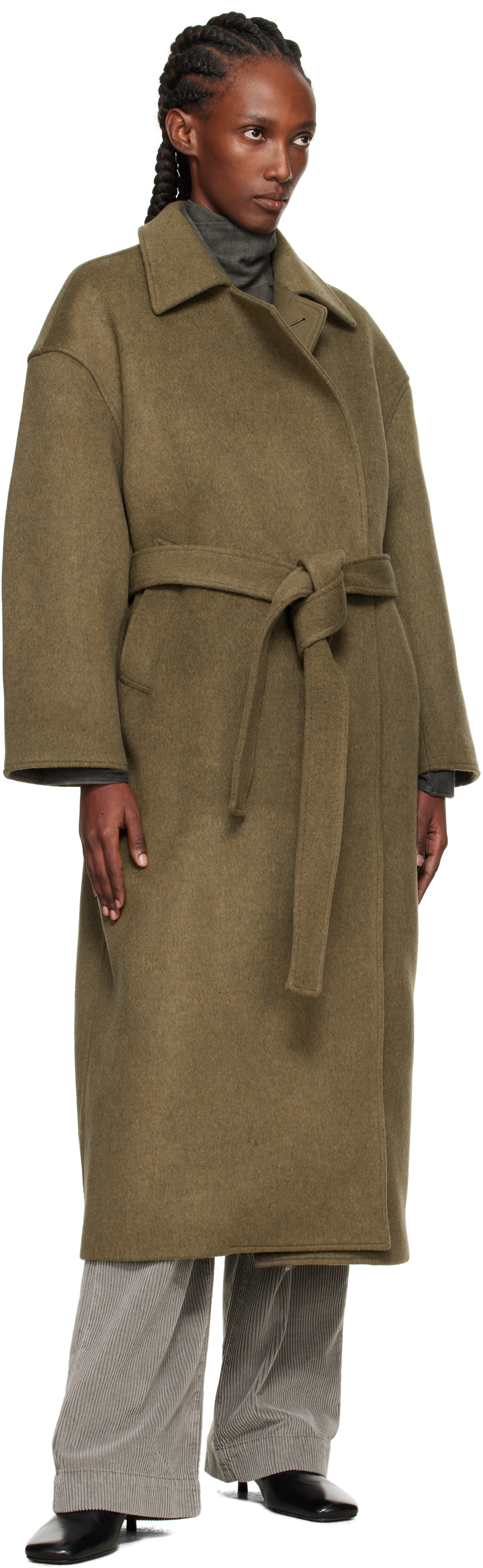 Our Legacy Court Belted Wool-blend Trench Coat In Green