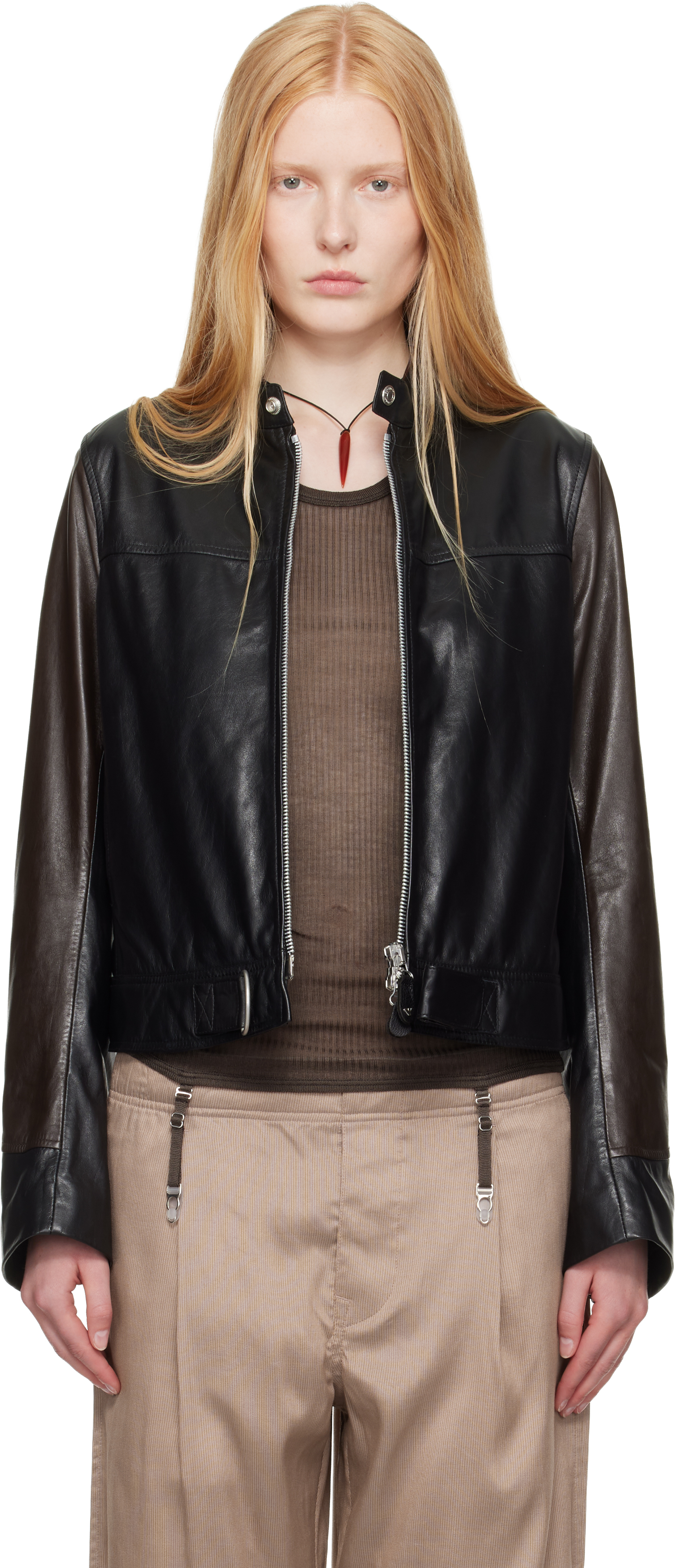 WORK SHOP Emporio Armani Black Piccola Trix Leather Jacket