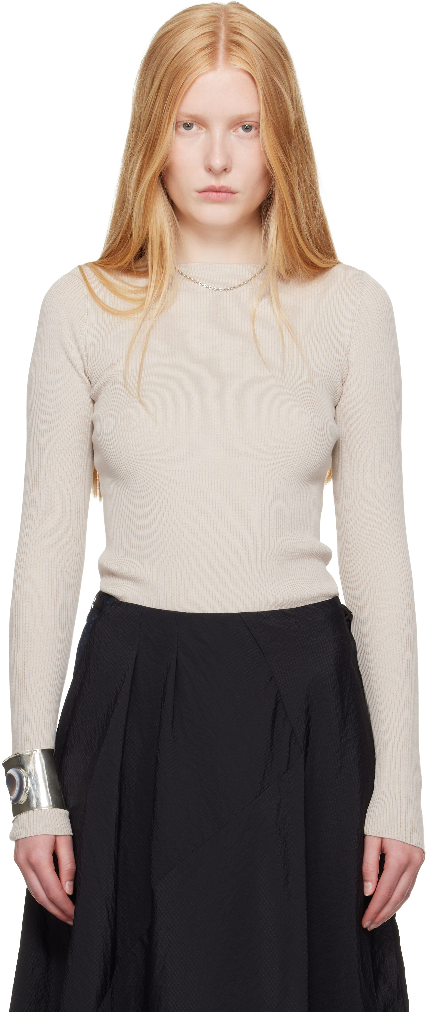 WORK SHOP Emporio Armani Taupe Stretto Popover Sweater by OUR 