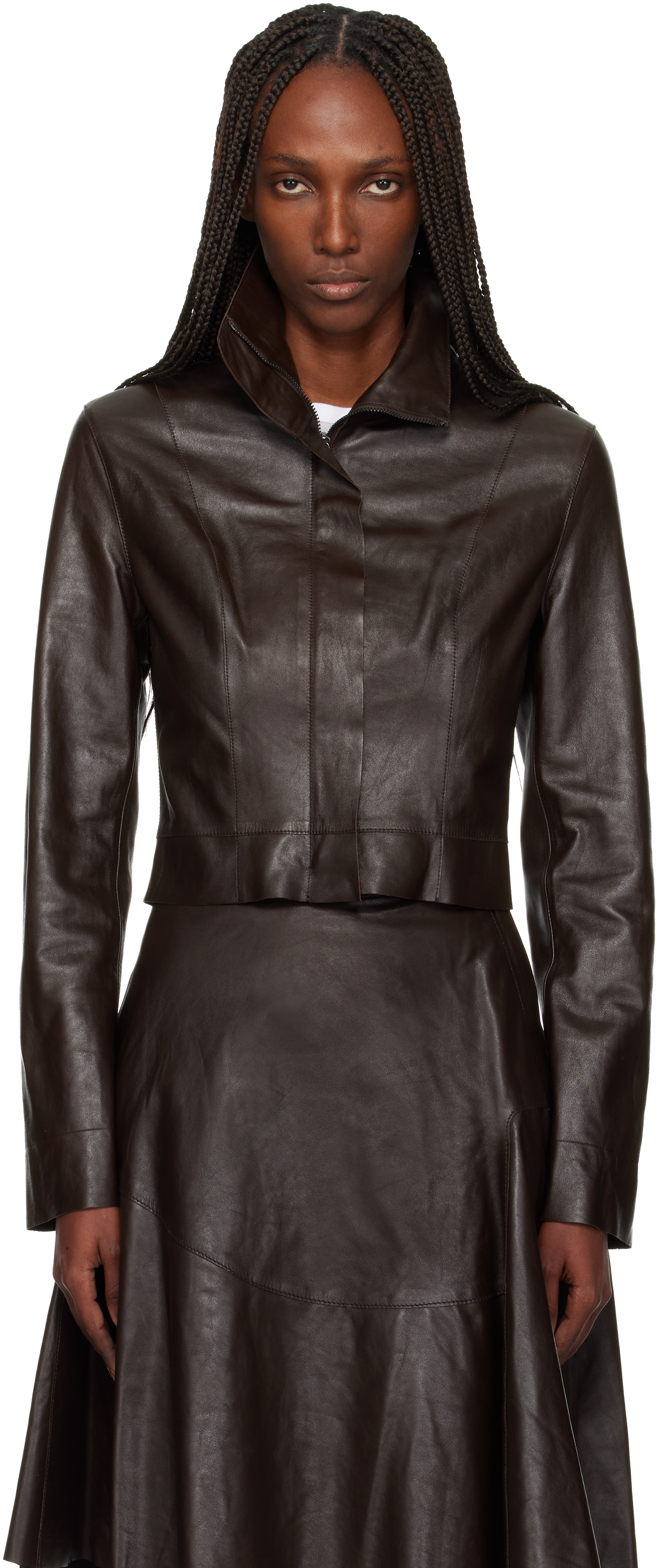 Our Legacy Brown Concealed Leather Jacket In Brown