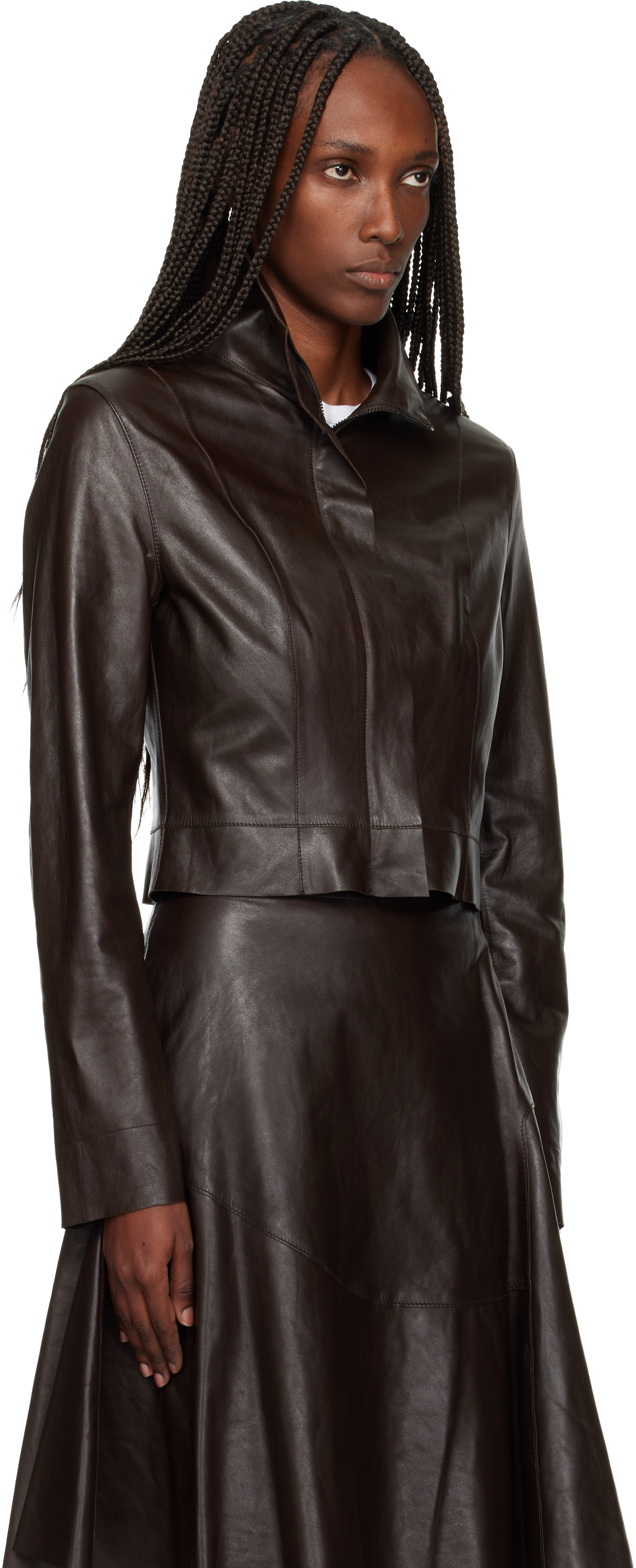 Our Legacy Brown Concealed Leather Jacket In Brown