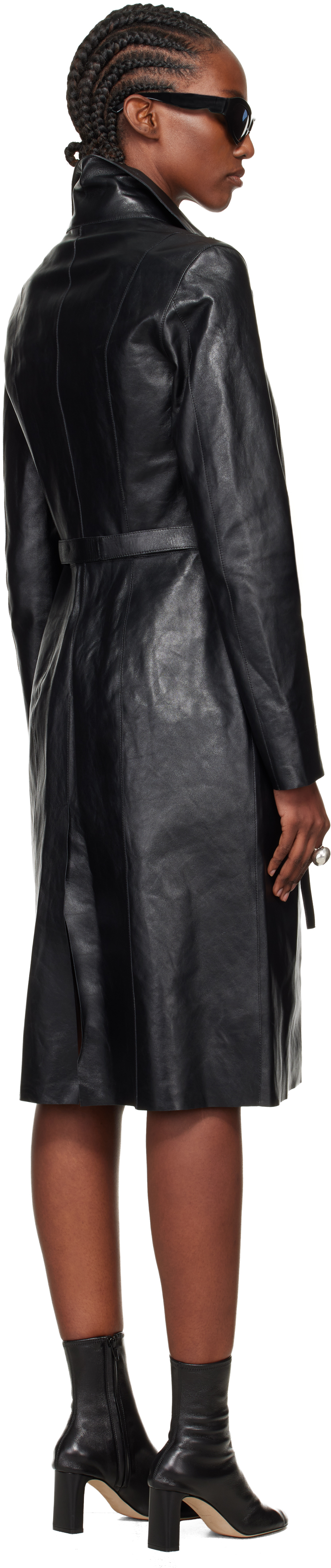 Our Legacy Black Concealed Leather Coat In Black
