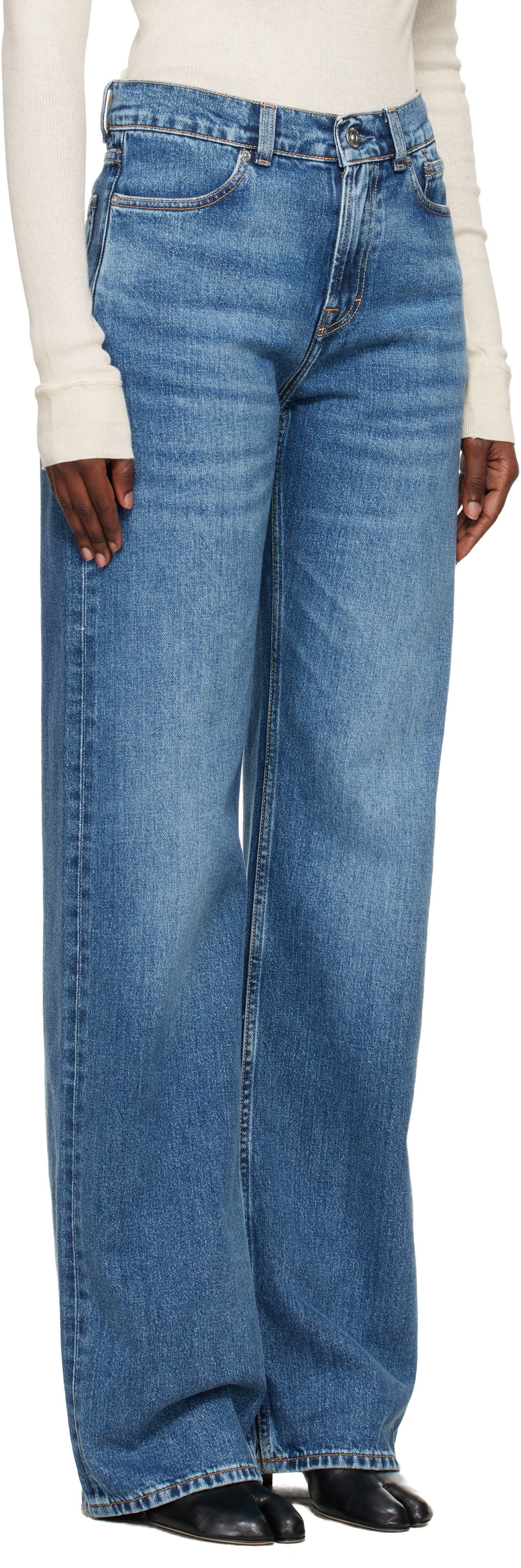 Our Legacy Blue Wata Cut Jeans In Blue