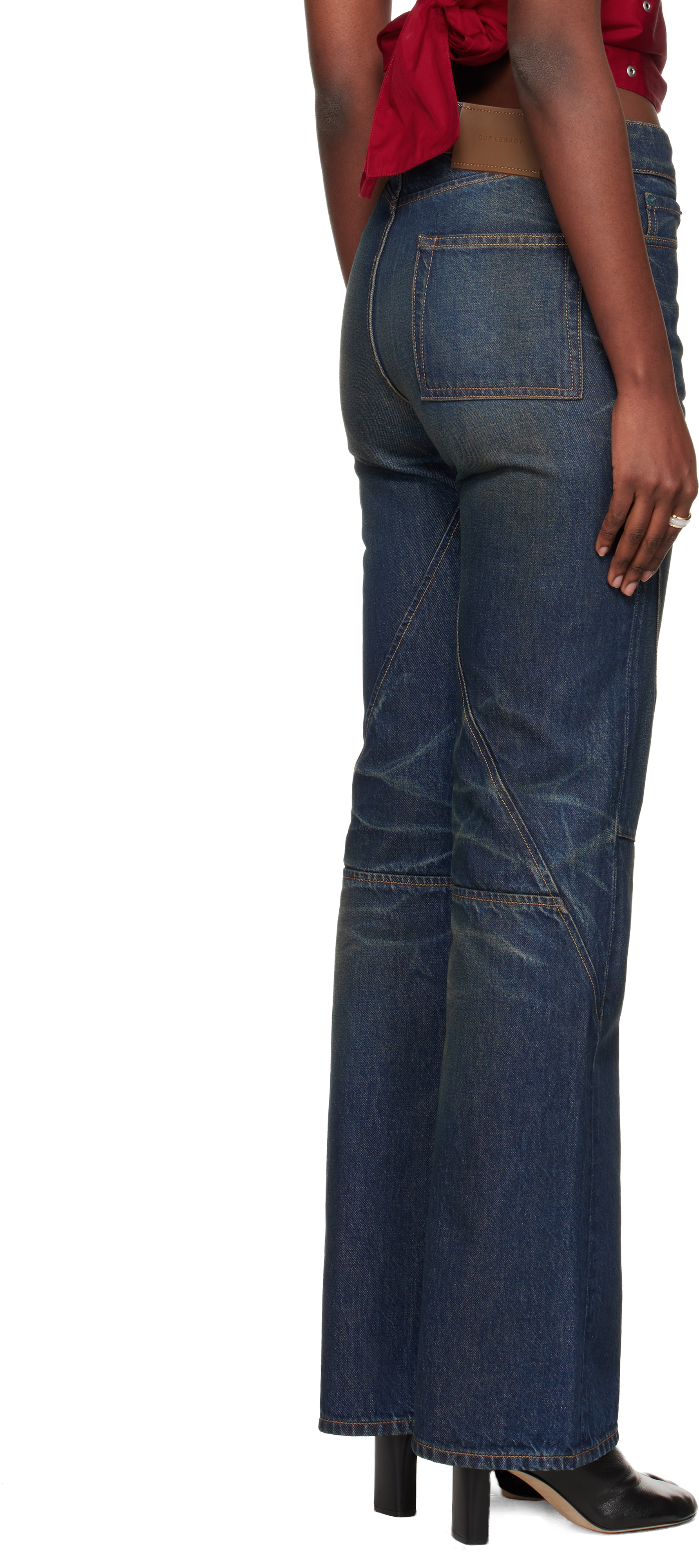 Our Legacy Navy Moto Cut Jeans In Blue