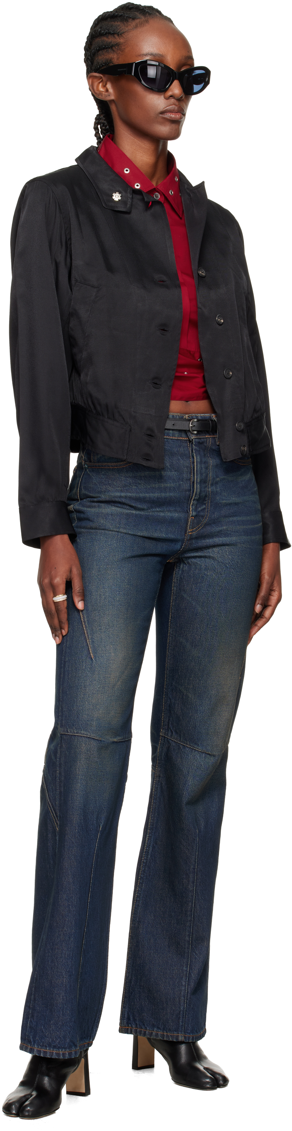 Our Legacy Navy Moto Cut Jeans In Blue