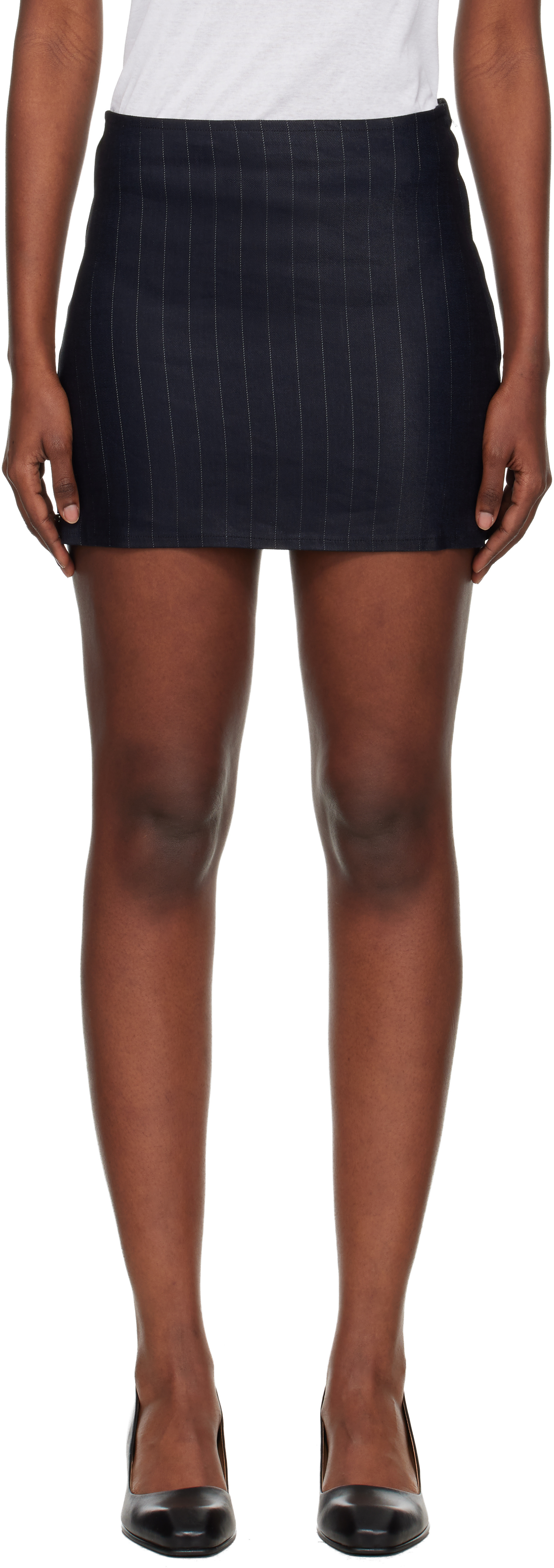Our Legacy Navy Pinstripe Miniskirt In Blue