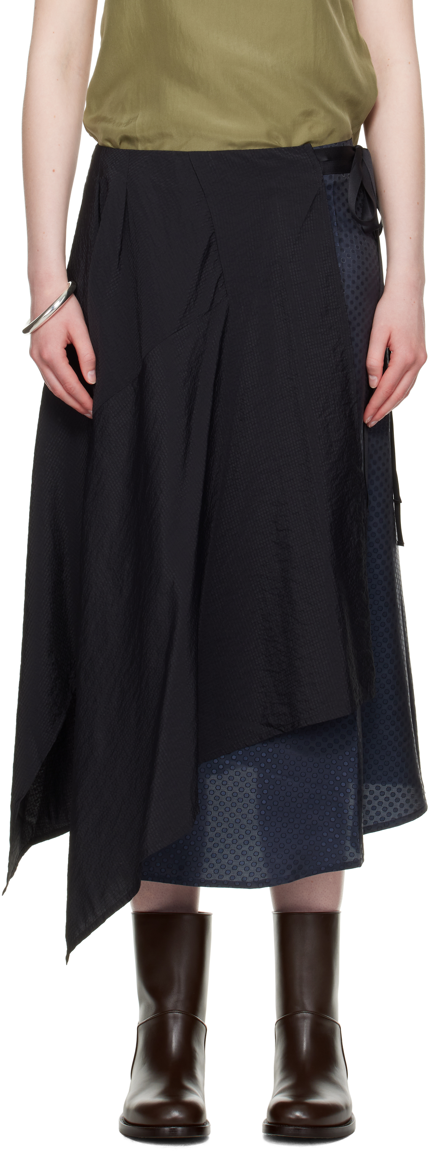 OUR LEGACY WORK SHOP EMPORIO ARMANI NAVY SARO MIDI SKIRT 