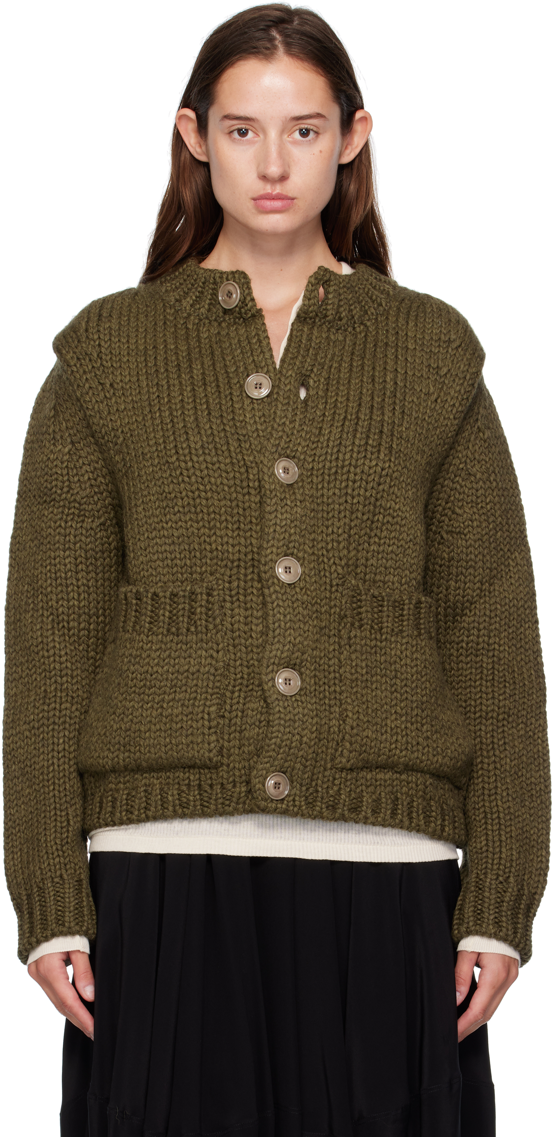 Our Legacy Khaki Over Cardigan In Green