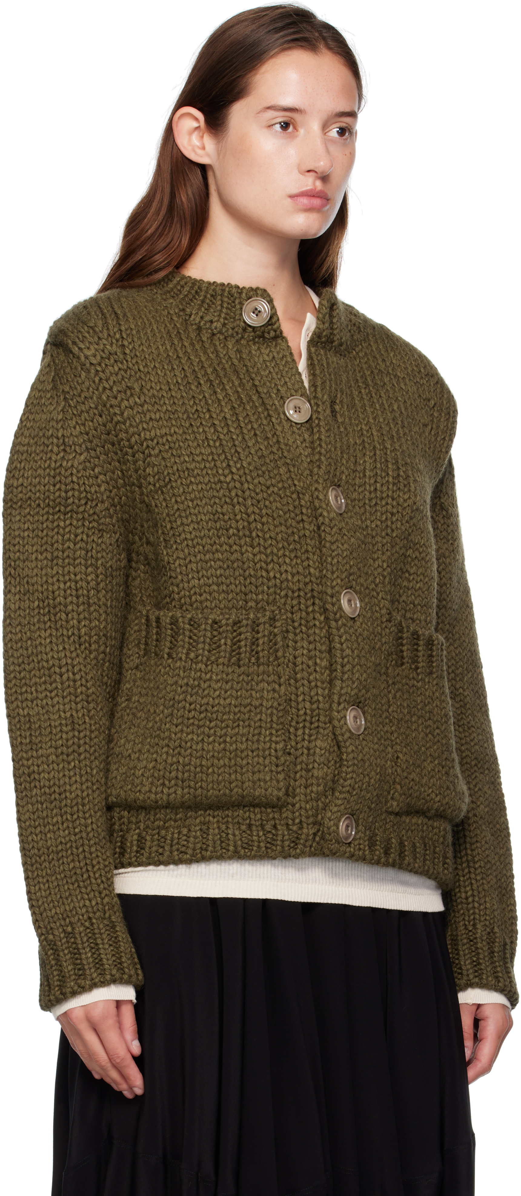 Our Legacy Khaki Over Cardigan In Green