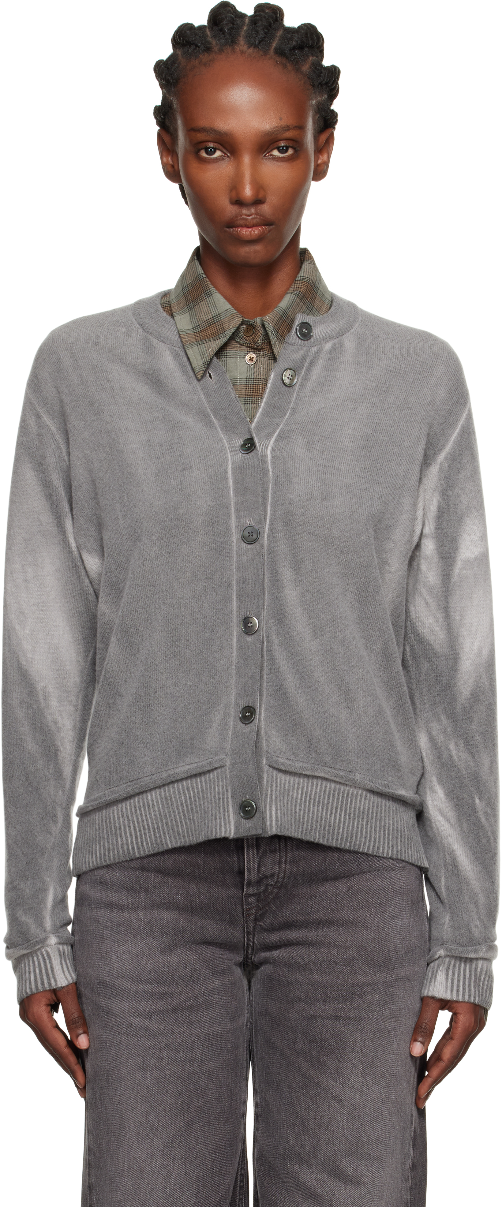 Our Legacy Relaxed-fit Merino Wool Cardigan With Button-down Closure In Gray
